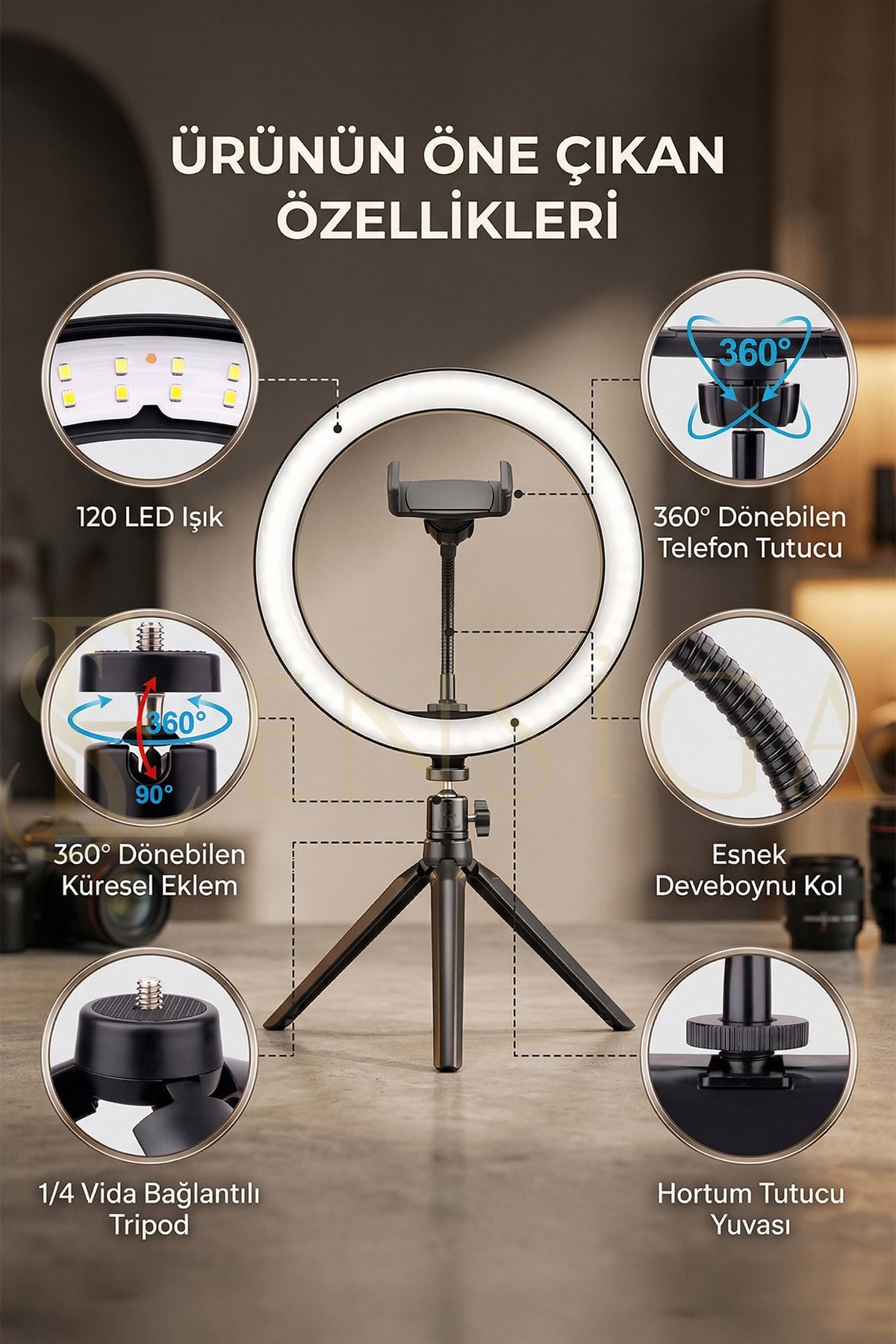 Bluetooth Kumandalı Masa Ayaklı 10 Inç Led Ring Lıght Influencer Youtuber Tiktok Makyaj Işığı