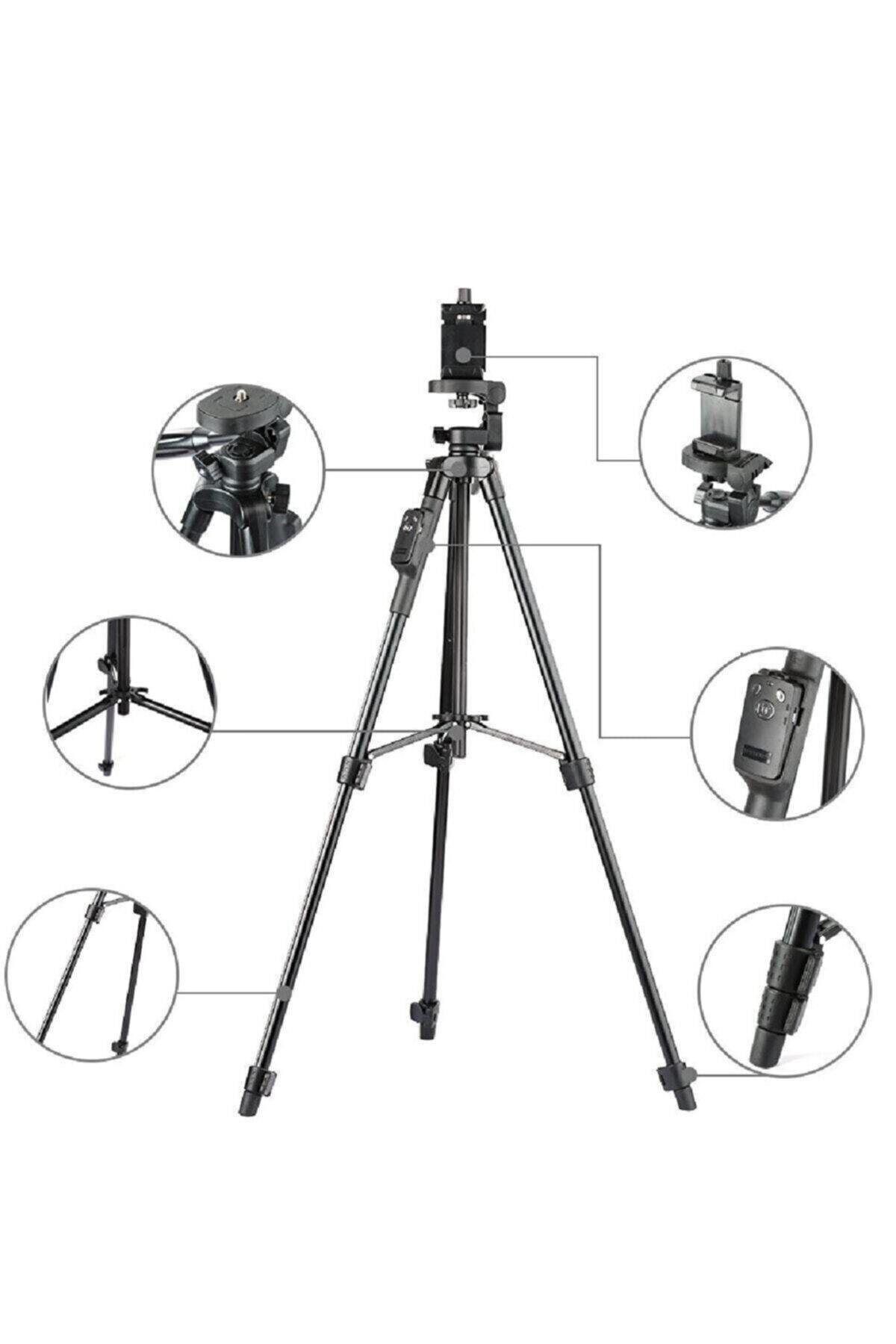 Bluetooth Kumandalı Ring Light Youtuber Tiktok Led Işıklı Tripod Selfie 10 Inç Halka 128cm
