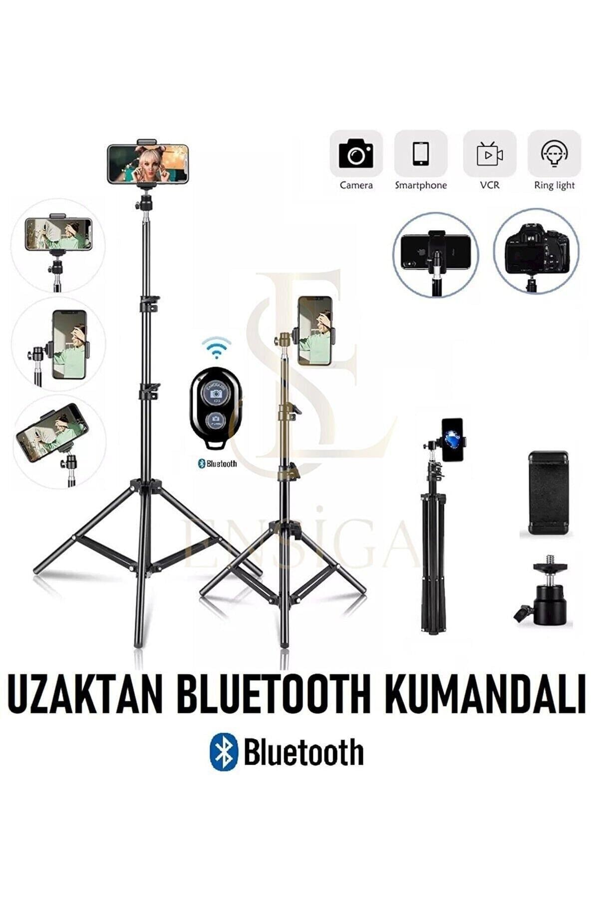Bluetooth Kumandalı Tripod 2.1 Mt 360 Döner Başlıklı Telefon Tutucu Ring Light Stüdyo Lamba Ayağı