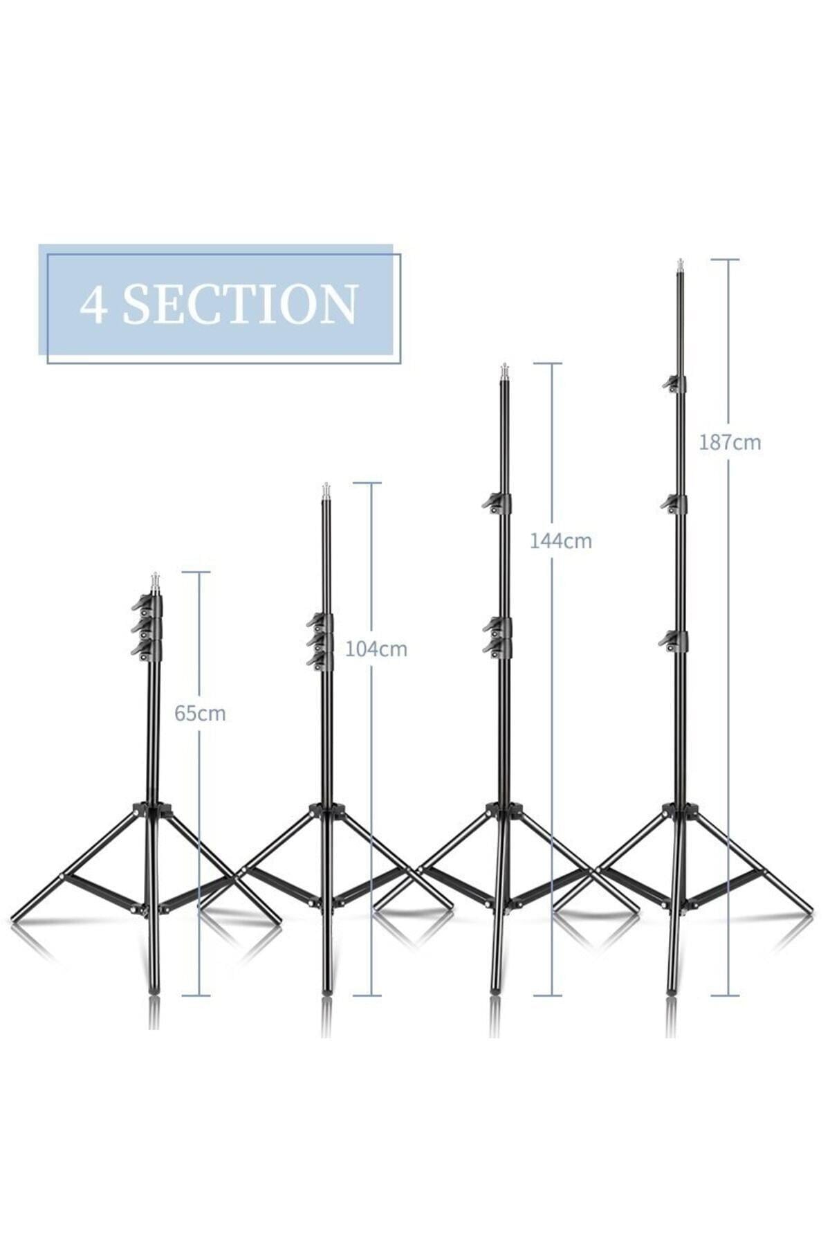 Bluetooth Kumandalı Tripod 2.1 Mt 360 Döner Başlıklı Telefon Tutucu Ring Light Stüdyo Lamba Ayağı