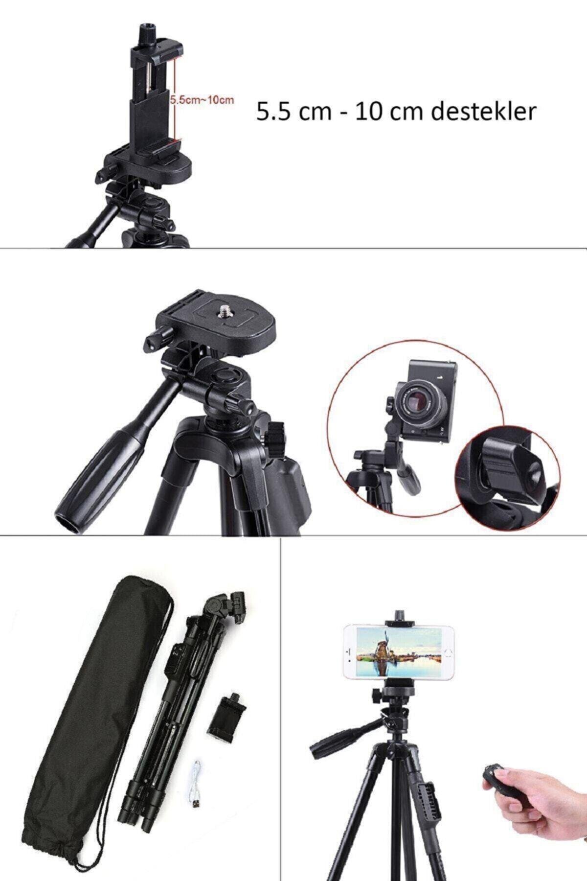 Bluetooth Kumandalı Youtuber Tiktok Led Işıklı Tripod Selfie Işığı Ring Light 14 Inç Halka 156cm