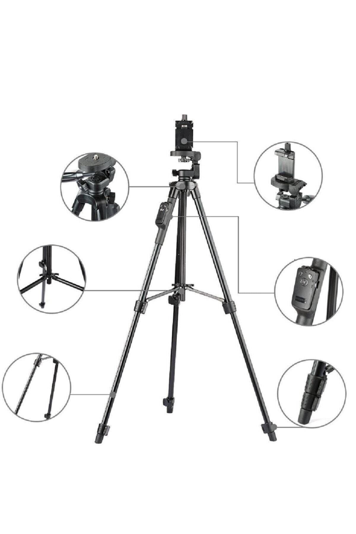 Bluetooth Kumandalı Youtuber Tiktok Led Işıklı Tripod Selfie Işığı Ring Light 14 Inç Halka 156cm