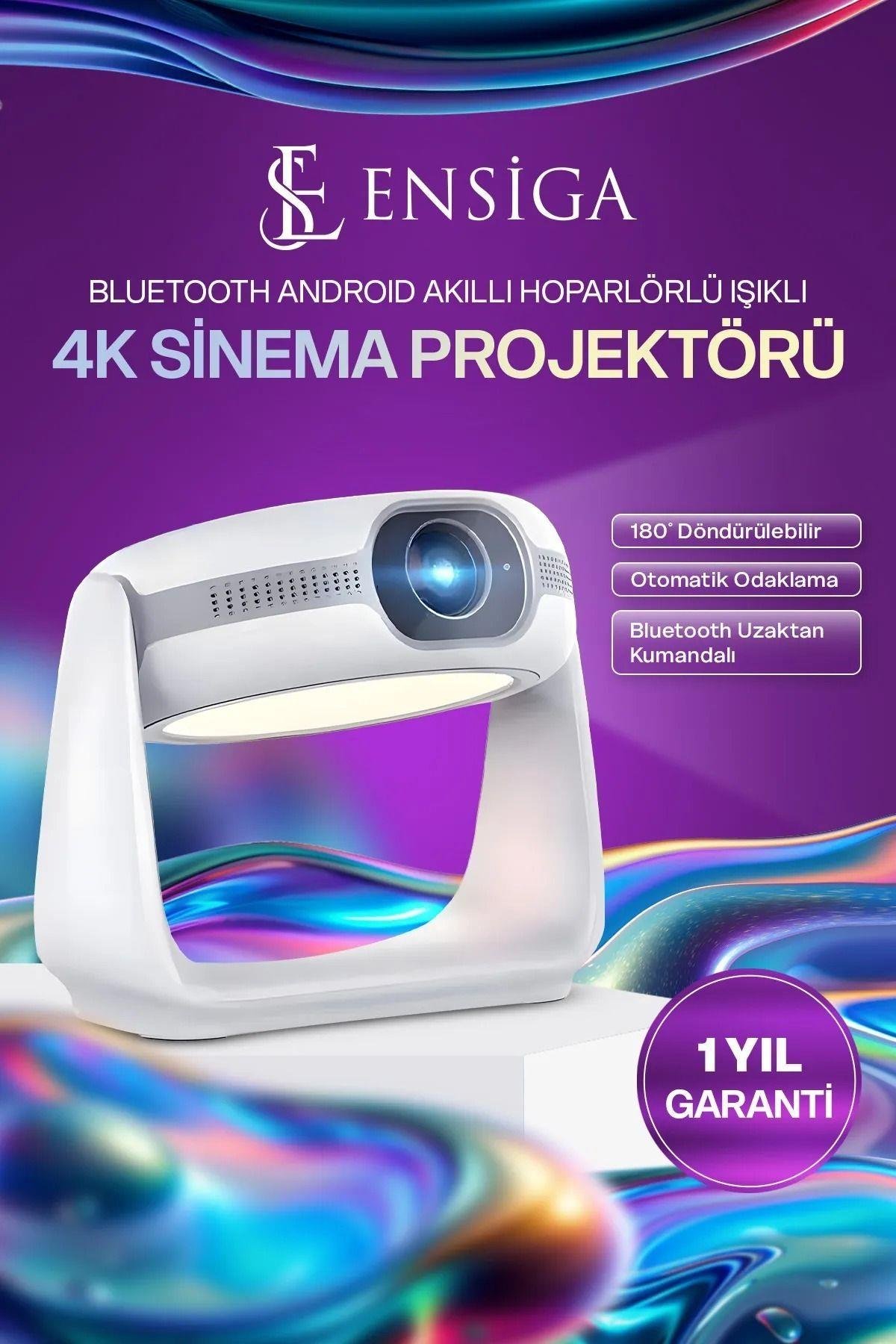 Bluetoothlu Android 4K Görüntülü Hoparlörlü Taşınabilir Sinema Projektörü