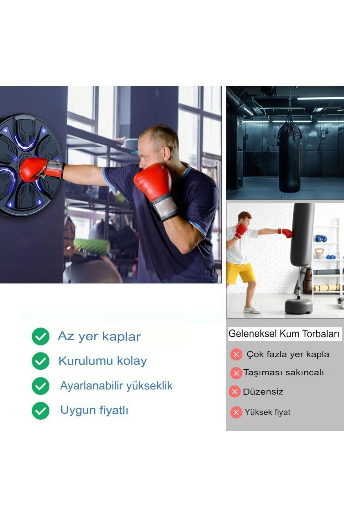 Boks Torbası Akıllı Müzikli Boks Makinesi Eldivenli Yetişkin Çocuk Egzersiz Boks Spor Ekipmanı