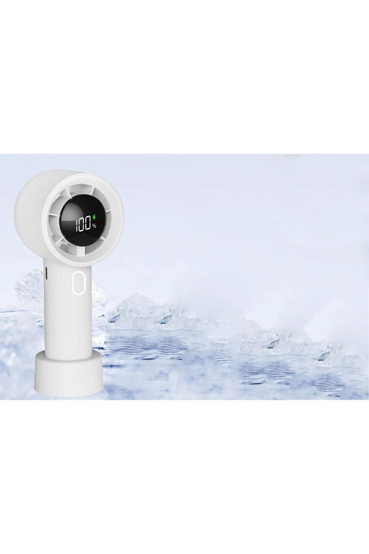 Dijital Ekranlı Taşınabilir El Tipi Turbo Fan 1500mAh Pil Mini El Fanı