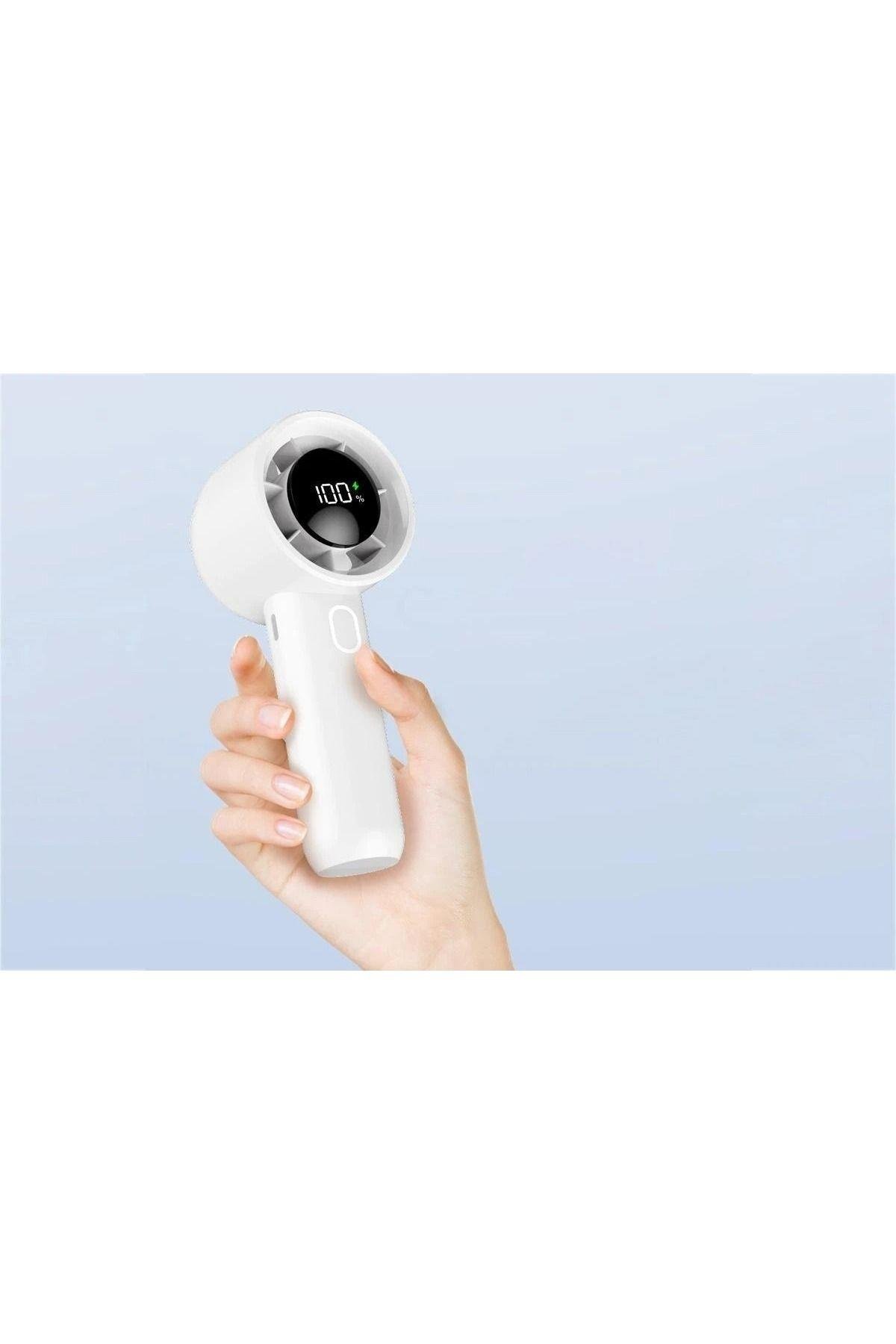 Dijital Ekranlı Taşınabilir El Tipi Turbo Fan 1500mAh Pil Mini El Fanı