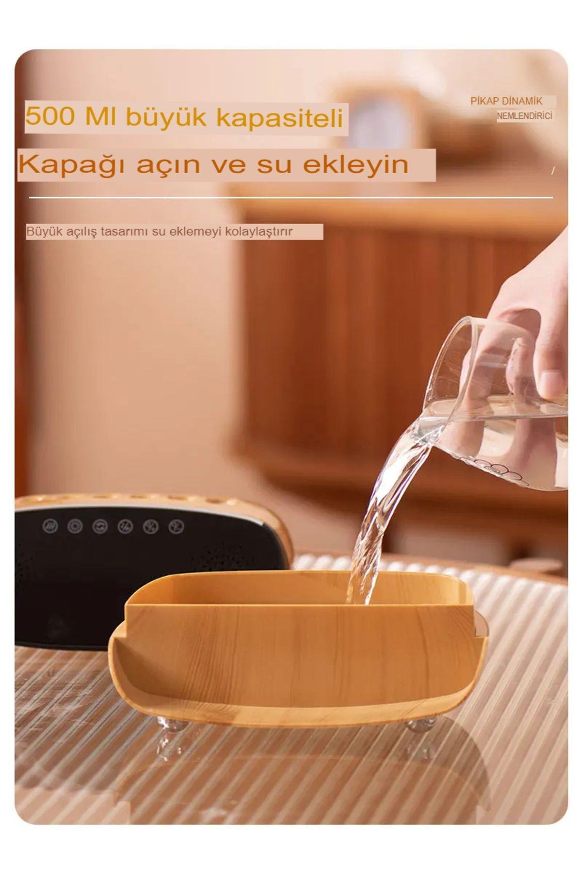 Dijital Saat Göstergeli Bluetooth Speaker RGB Modlu Hava Nemlendiricisi500ml Kapasiteli  Uyumlu