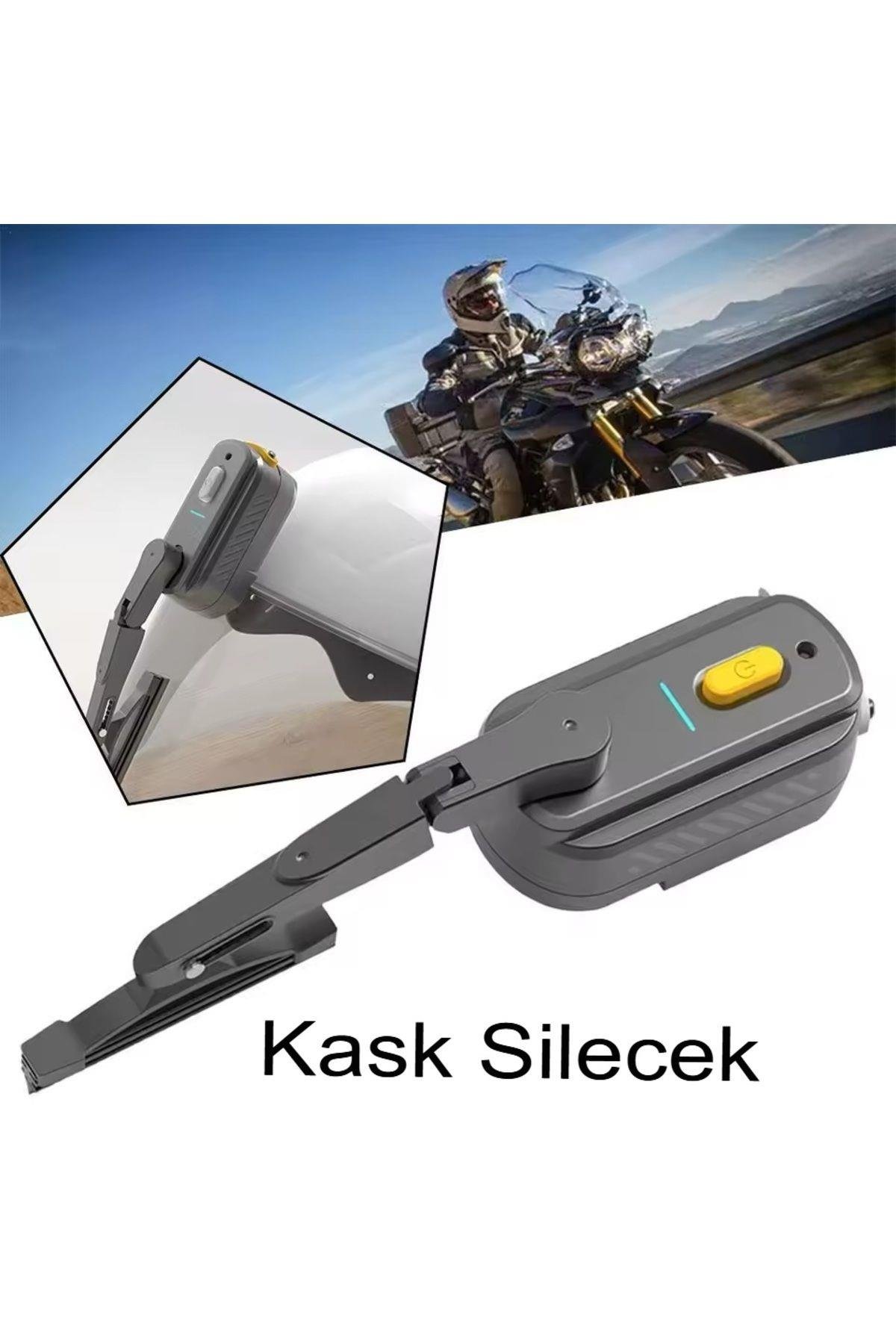 Evrensel Su Geçirmez Kask Silecek 1200 mAh Şarj Edilebilir Motosiklet Kask Cam Silecek