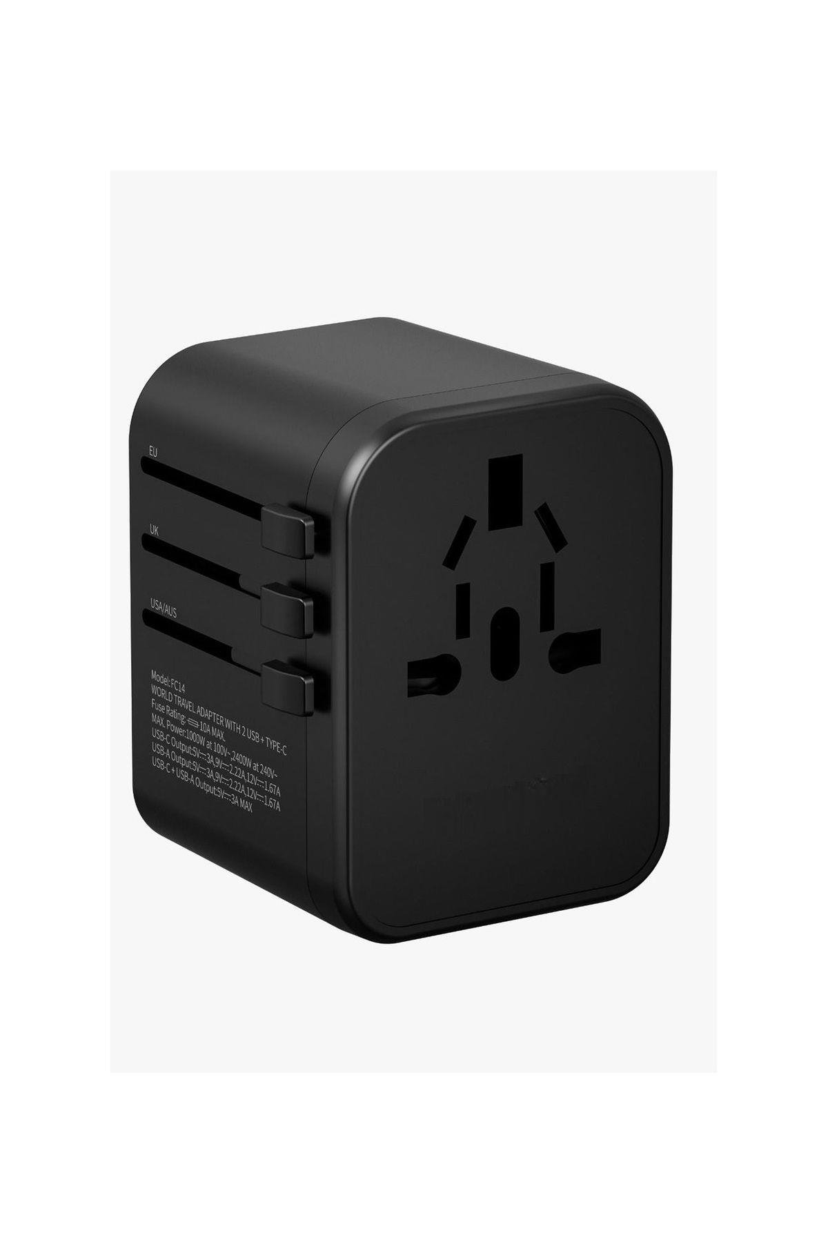 Evrensel USB lİ EU US AU UK Priz Fiş Çevirici Dönüştürücü Priz