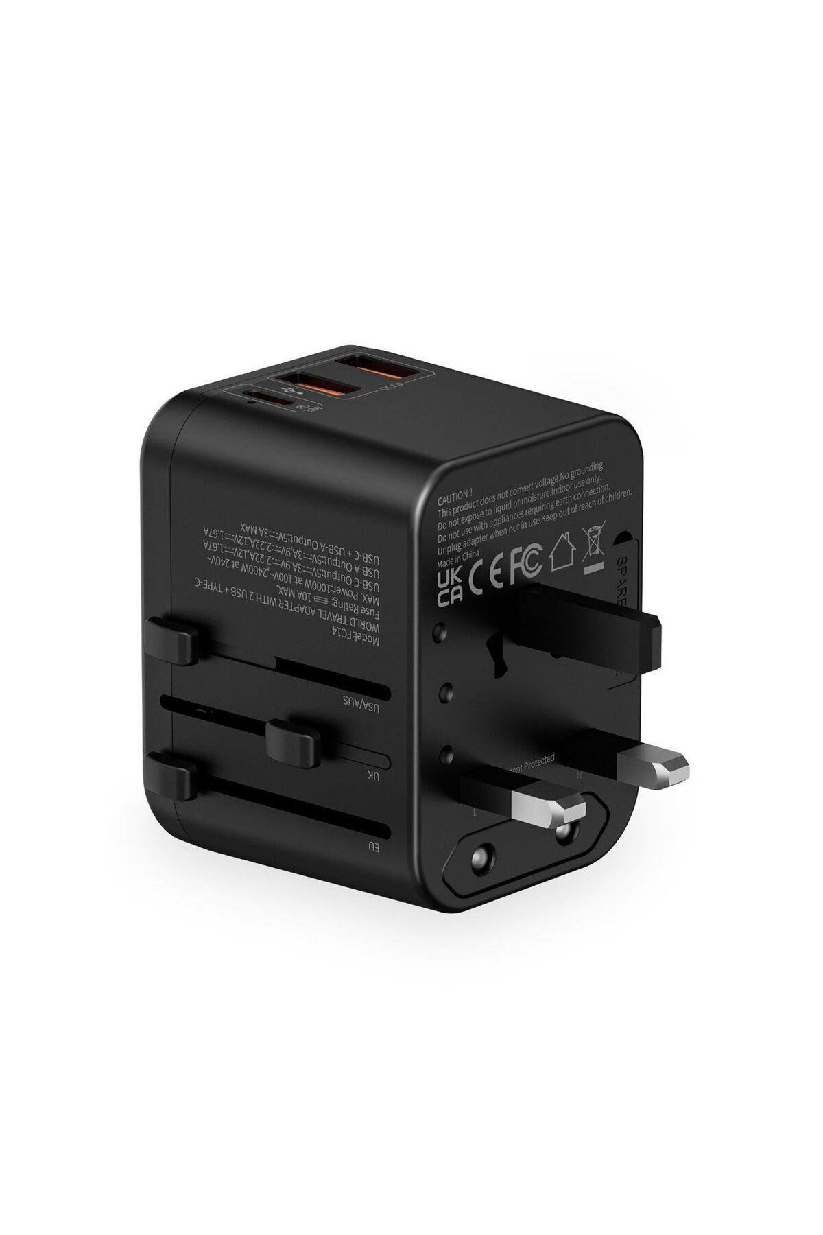 Evrensel USB lİ EU US AU UK Priz Fiş Çevirici Dönüştürücü Priz