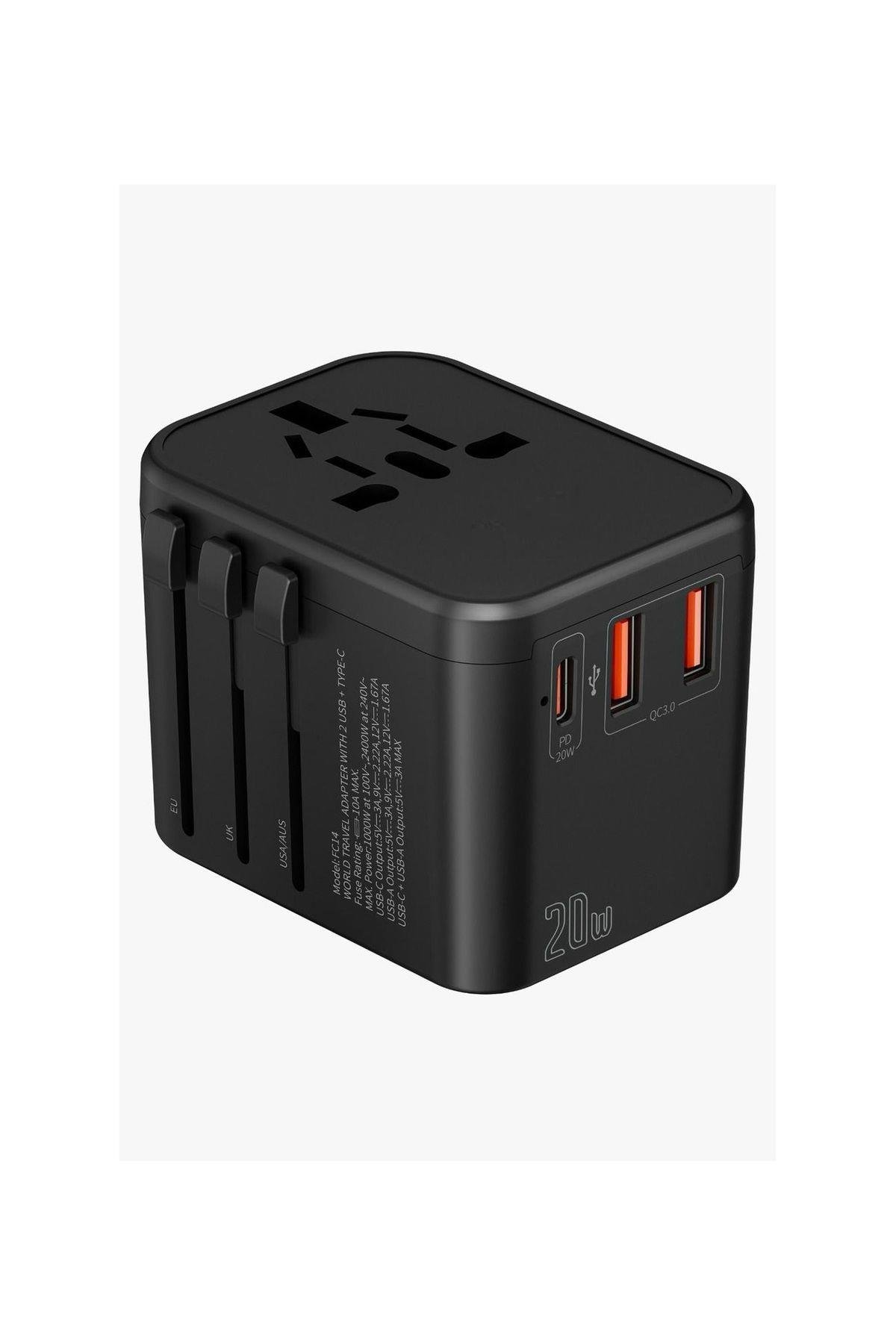 Evrensel USB lİ EU US AU UK Priz Fiş Çevirici Dönüştürücü Priz