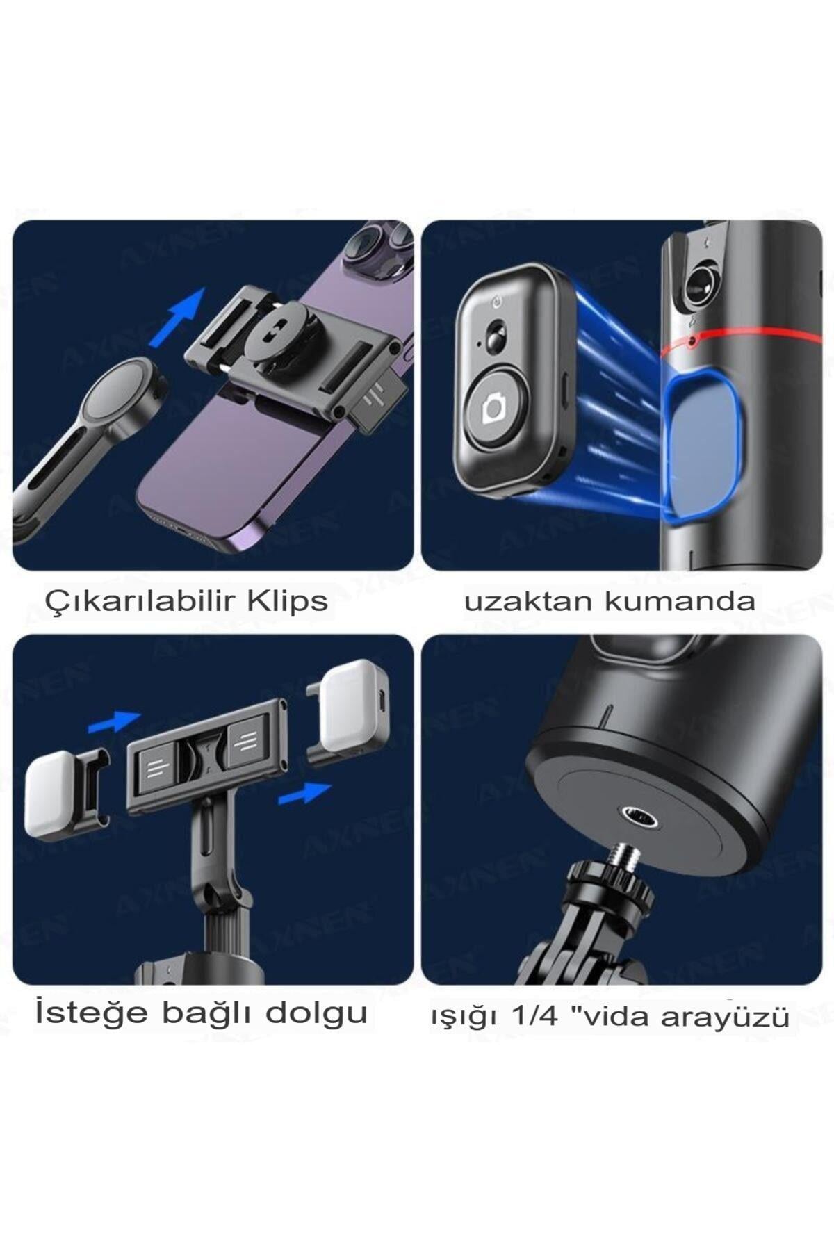 Gimbal Kablosuz Bluetooth Kumanda Selfie Tripod El Monopod dolgu ışığı IOS Android telefon deklanşör
