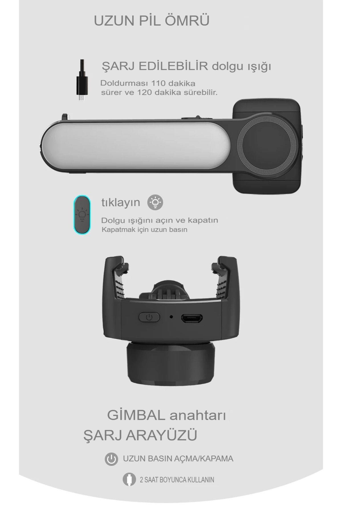 Gimbal Kablosuz Bluetooth Kumanda Selfie Tripod El Monopod dolgu ışığı IOS Android telefon deklanşör
