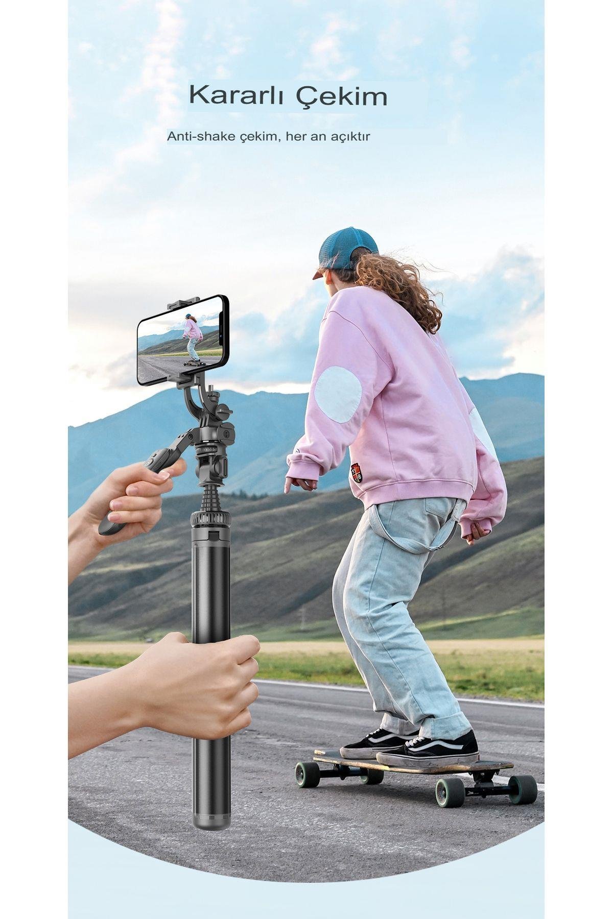 Gimbal Kablosuz Bluetooth Kumanda Selfie Tripod El Monopod dolgu ışığı IOS Android telefon deklanşör
