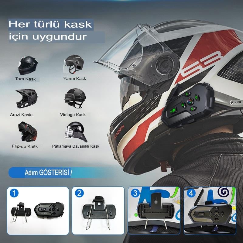 Grup intercoom 6 Kişi Bağlantılı 2 Kişi Konuşmalı İntercoom motorcu Kask Kulaklık