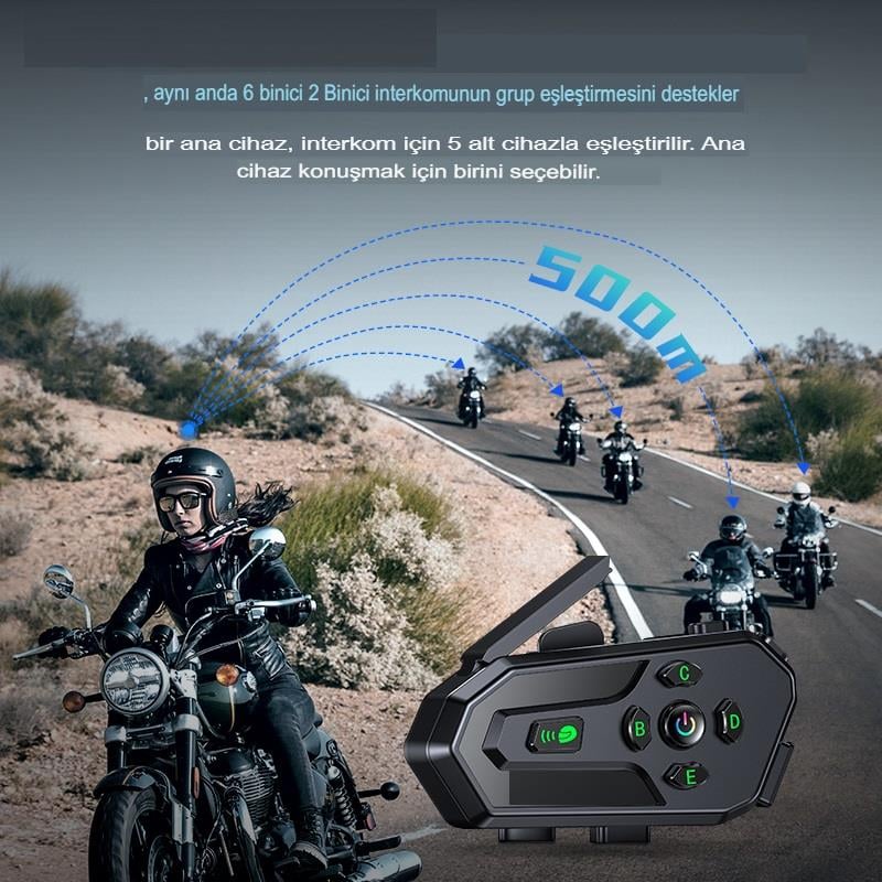 Grup intercoom 6 Kişi Bağlantılı 2 Kişi Konuşmalı İntercoom motorcu Kask Kulaklık
