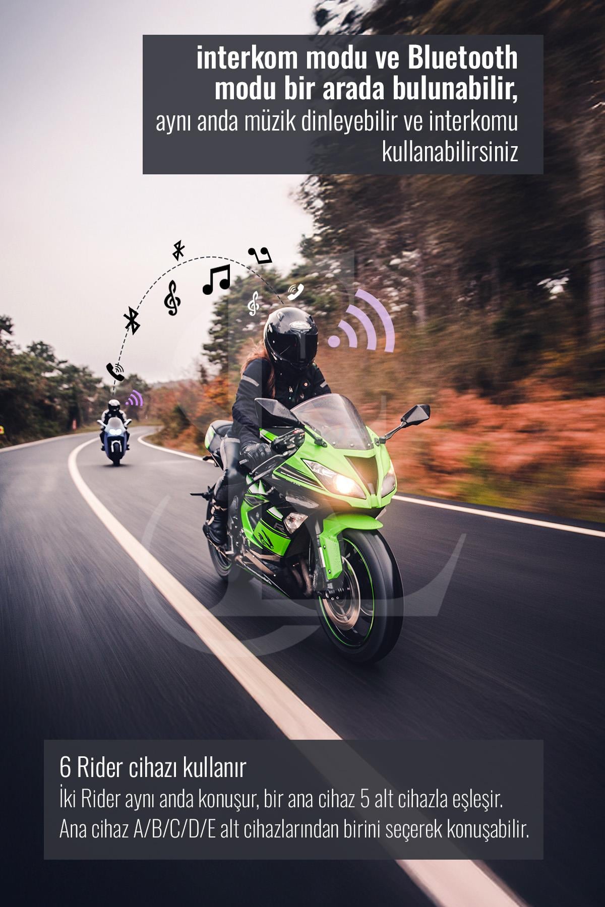 Grup intercoom 6 Kişi Bağlantılı 2 Kişi Konuşmalı İntercoom motorcu Kask Kulaklık