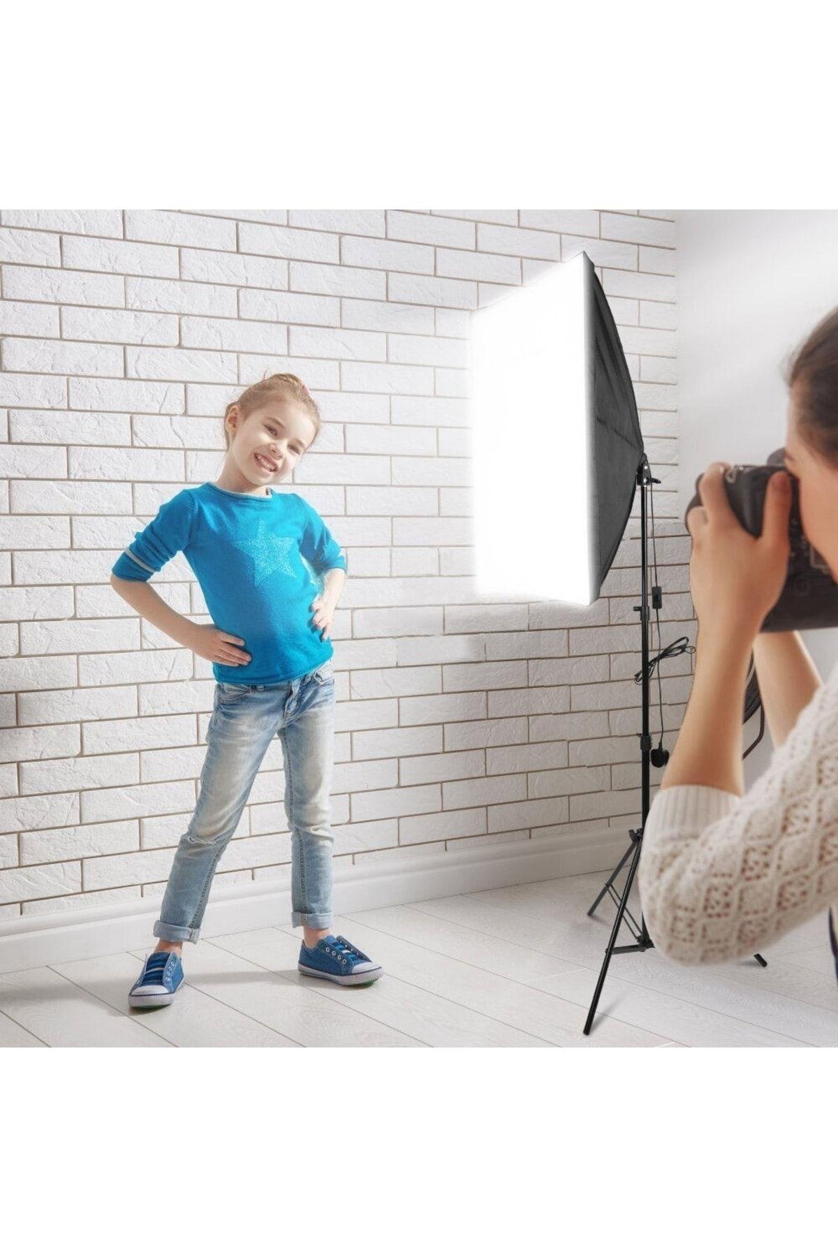 Ikili Youtuber Video Ve Fotoğraf Softbox Sürekli Işık Tek Duy Paraflaş 2.1 Mt Tripod