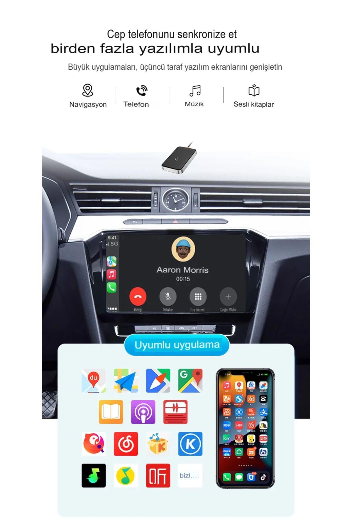 İphone Apple Android Ve uyumlu CarPlay Kablosuz Wireless Carplay Çevirici