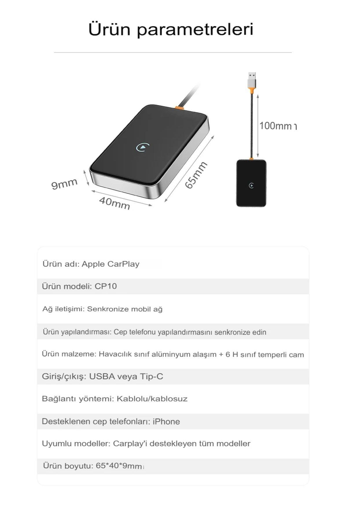 İphone Apple Android Ve uyumlu CarPlay Kablosuz Wireless Carplay Çevirici