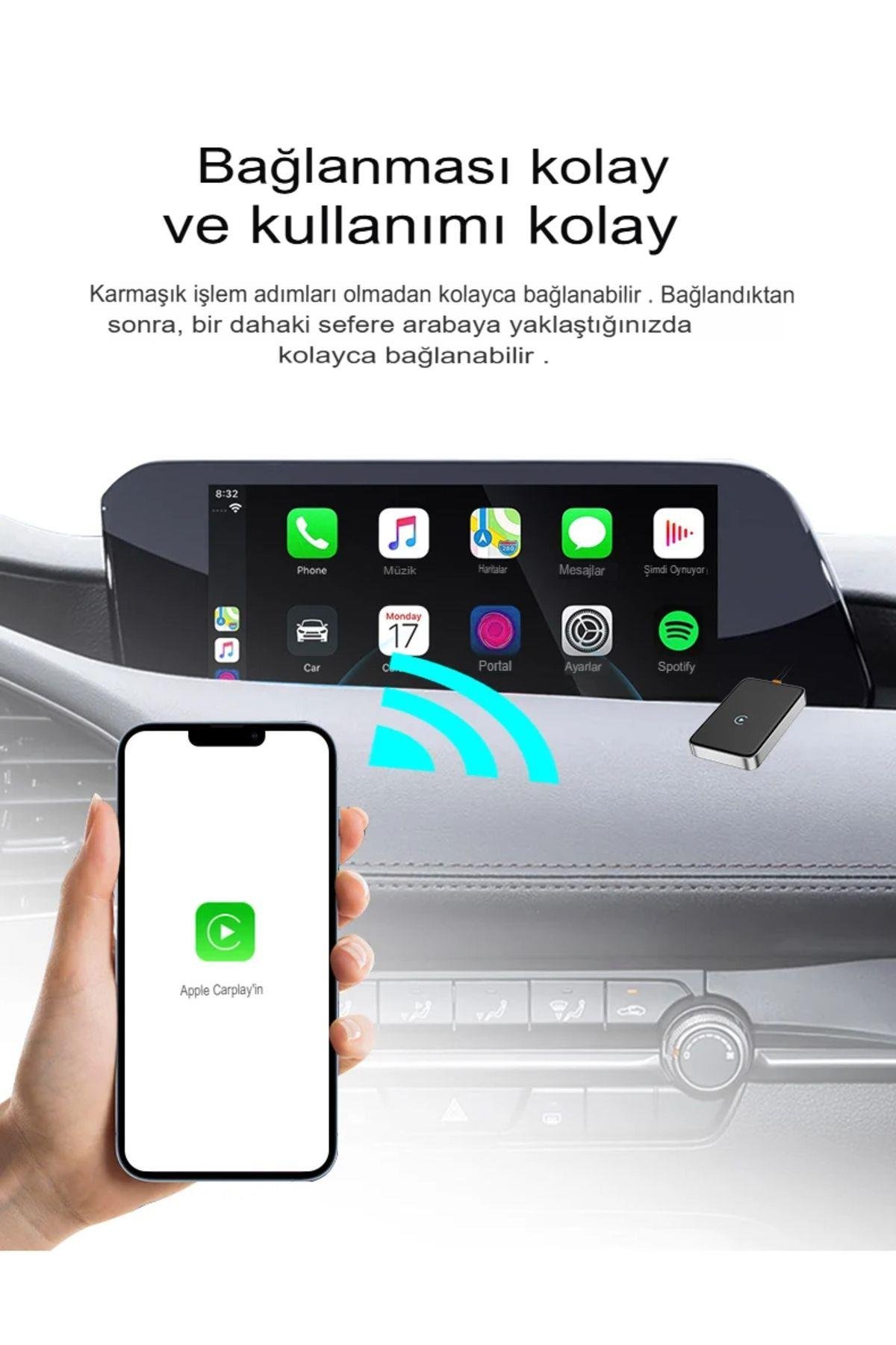 İphone Apple Android Ve uyumlu CarPlay Kablosuz Wireless Carplay Çevirici