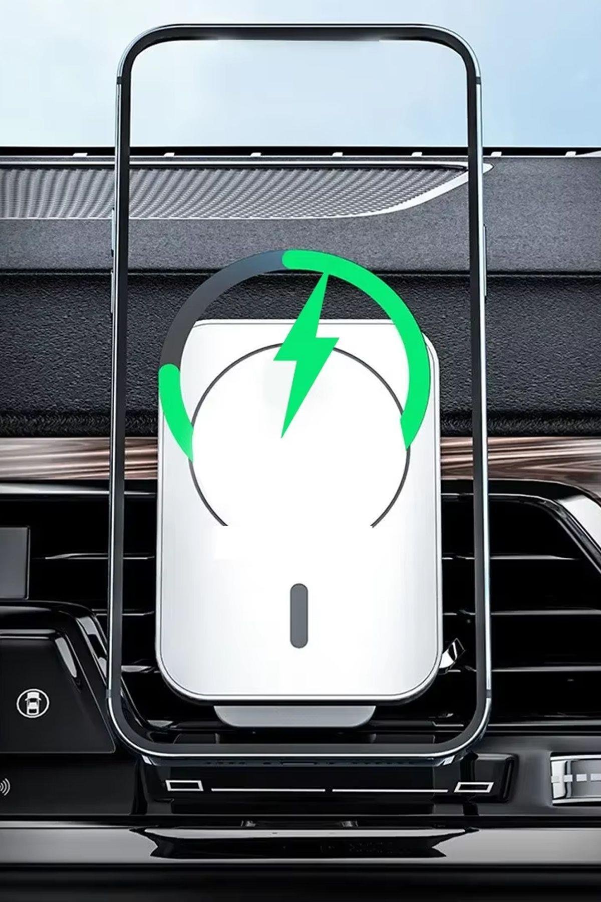 Kablosuz Şarj Araç içi Havalandırma Telefon Tutucu 15W Wireless Hızlı Şarj Cihazı Magsafe Uyumlu