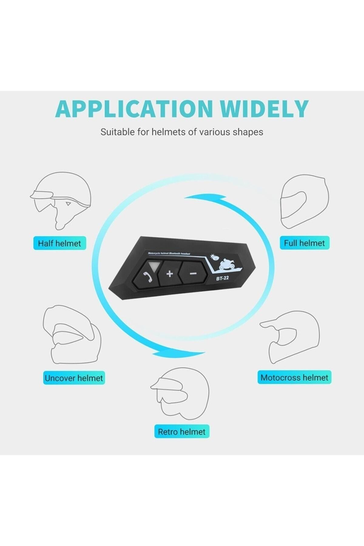 Kask Kulaklık Bt22 Bluetooth Motosiklet Kulaklık 5.0 Bluetooth Intercom Motosiklet Kulaklık