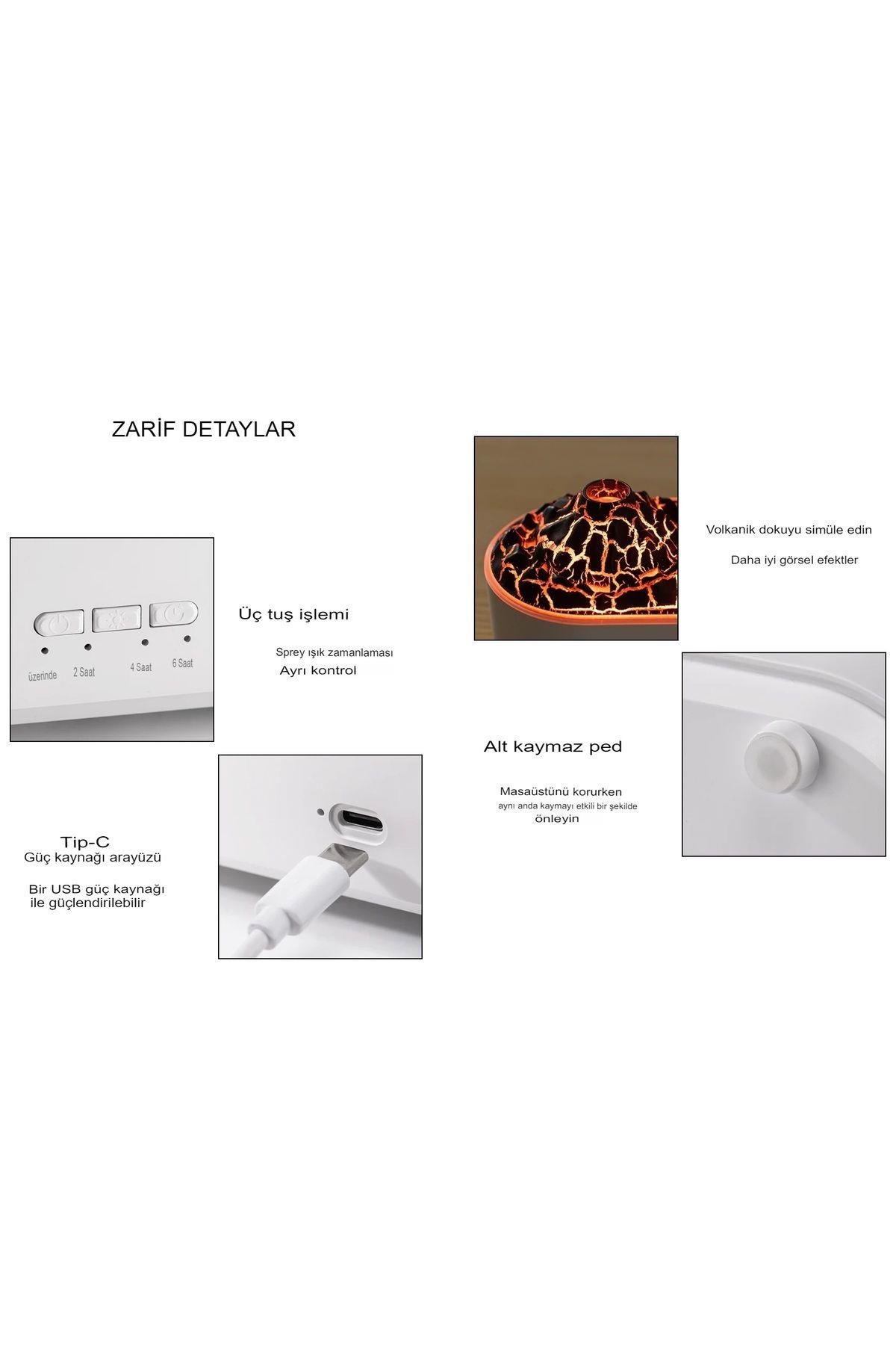 Lav volkan nemlendirici USB Aroma alev lambası masaüstü USB ultrasonik aromaterapi uçucu yağ difüzör