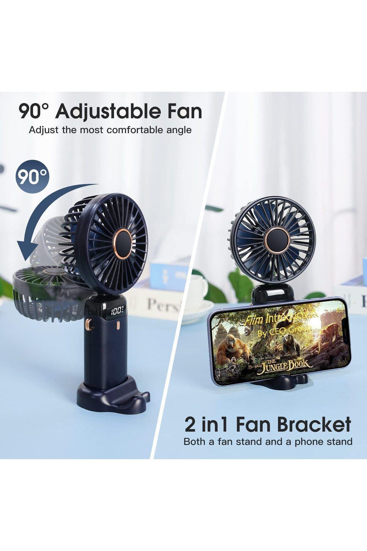 Lcd Ekranlı Şarjlı Mini El Boyun Masa Fanı Seyahat Taşınabilir Fan Aralığı Şarjlı Yüksek Şarj