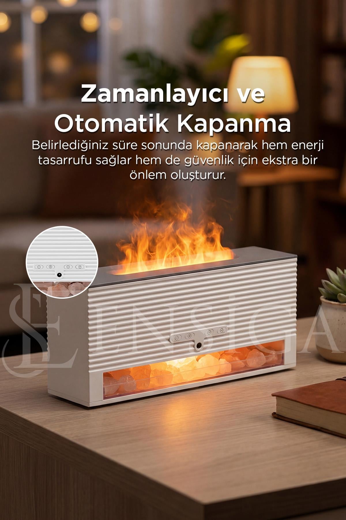 LED Alev Efektli Ultrasonik Hava Nemlendirici & Aroma Difüzör
