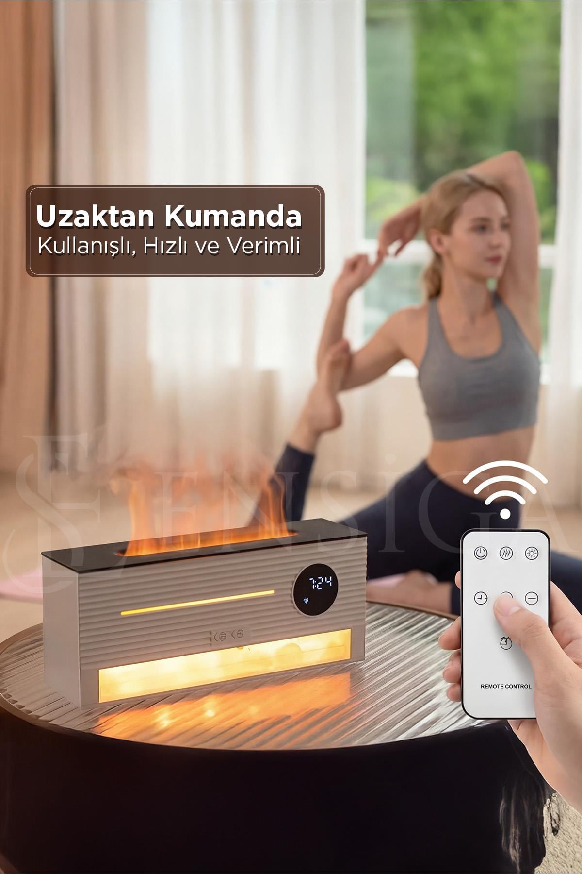 LED Alev Efektli Ultrasonik Hava Nemlendirici & Aroma Difüzör