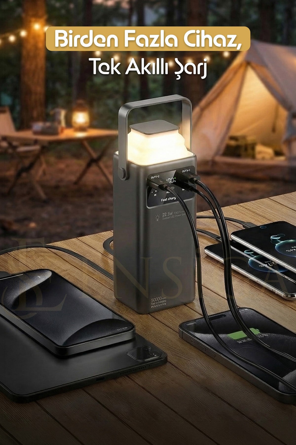 Led Aydınlatmalı 50.000 mAh Taşıma Askı Hızlı Şarj 22,5w Ultra Güçlü Powerbank