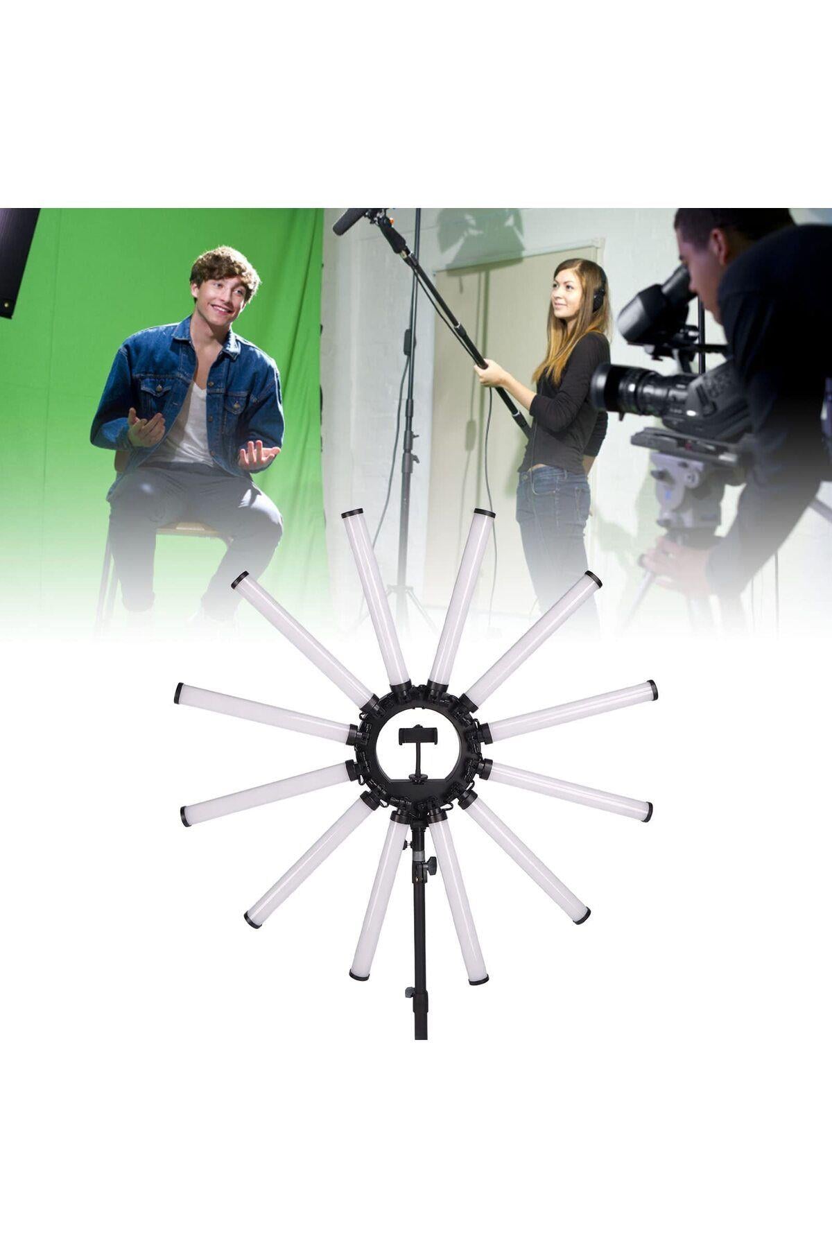 MegaMax 12 Kollu Profesyonel Stüdyo Beauty Tatto İnfluencer Çekim Işığı  Led + Tripod