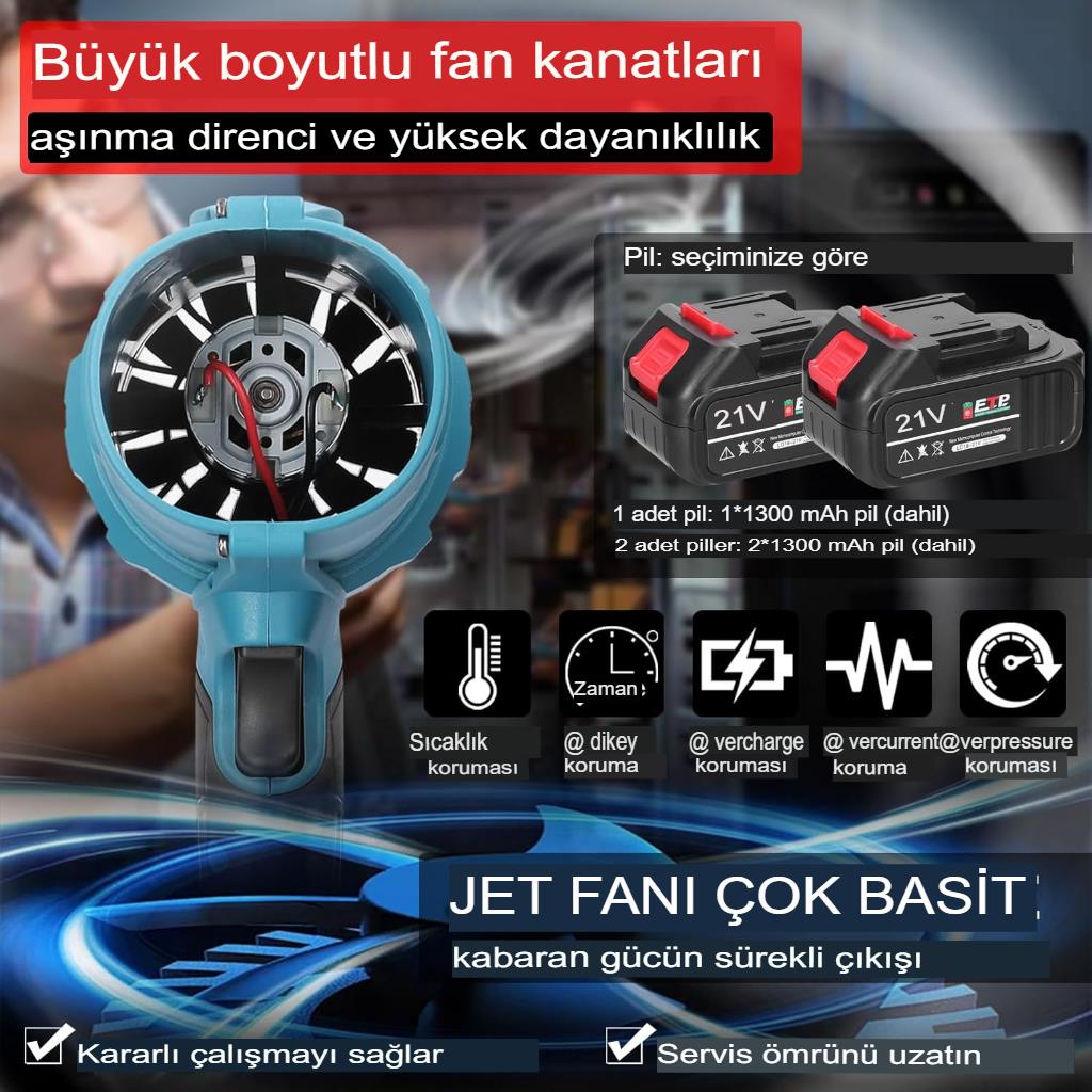 Megamax Turbofan Yüksek Güçlü Jet Fan Lityum Şiddetli Çok Fonksiyonlu Araba kurutma Toz Üfleyici