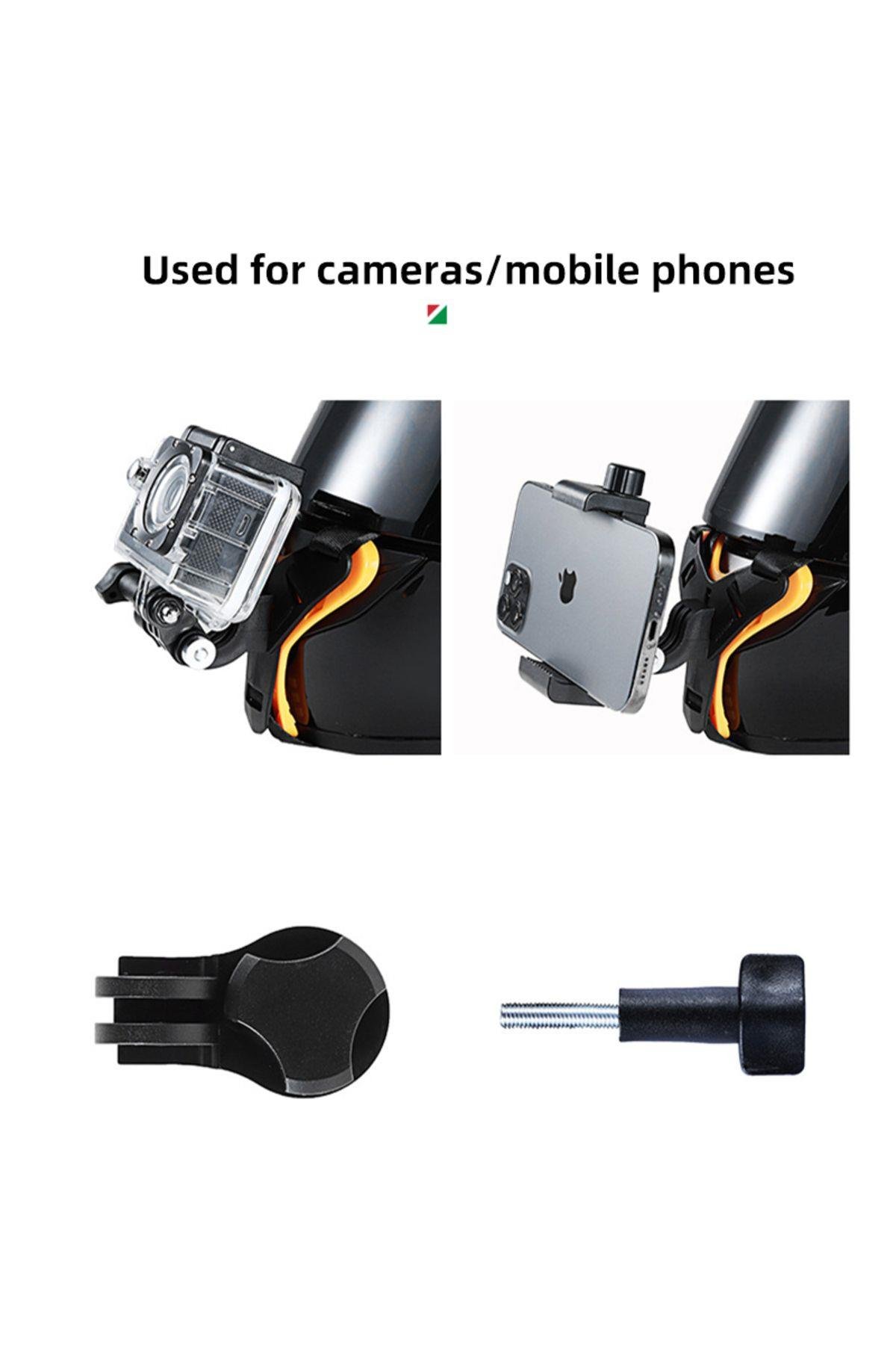 Motosiklet Kask Çene Altı Telefon & Gopro Tutucu Ayarlanabilir Tutucu Güçlendirilmiş Plastik