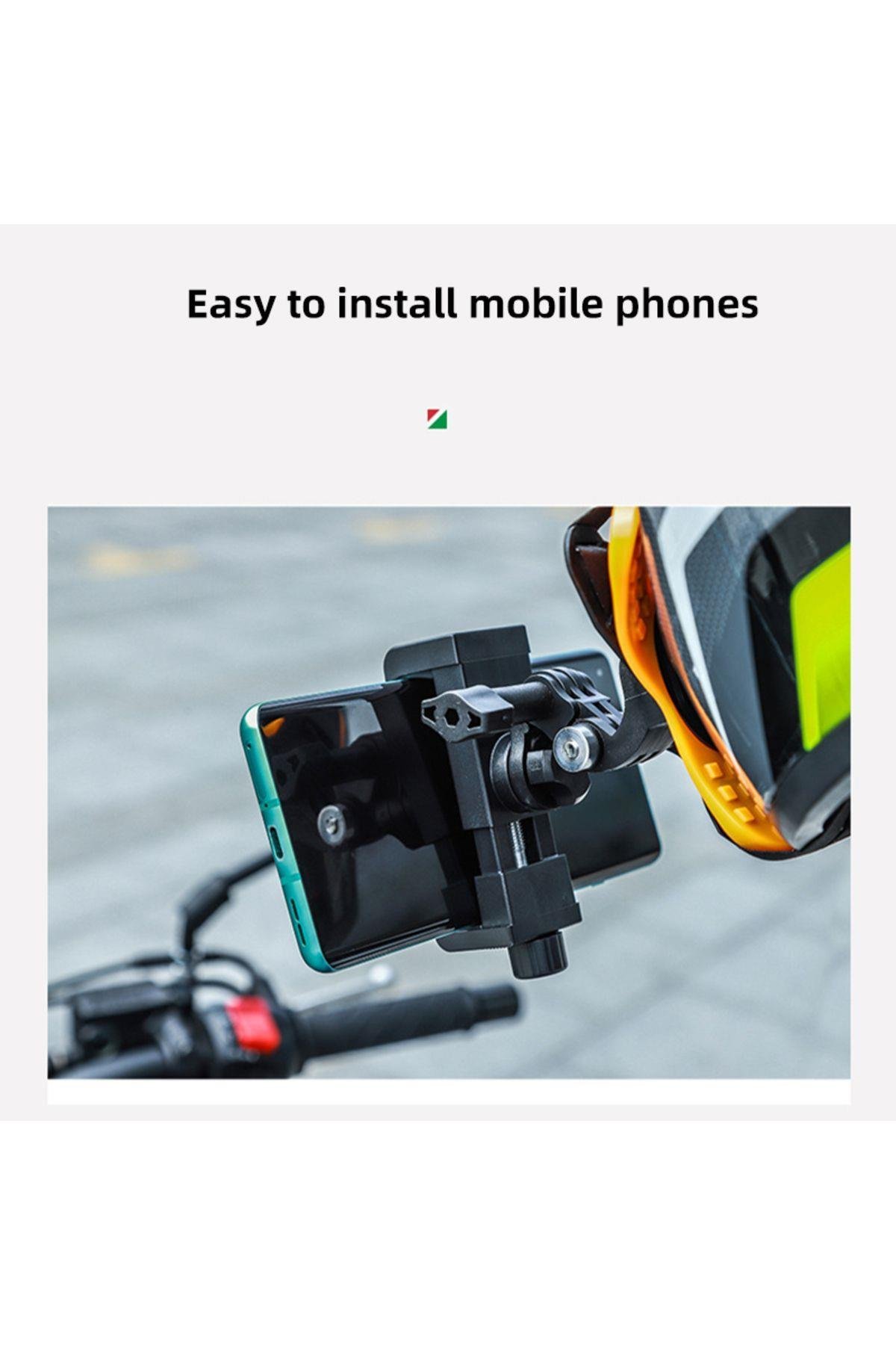 Motosiklet Kask Çene Altı Telefon & Gopro Tutucu Ayarlanabilir Tutucu Güçlendirilmiş Plastik