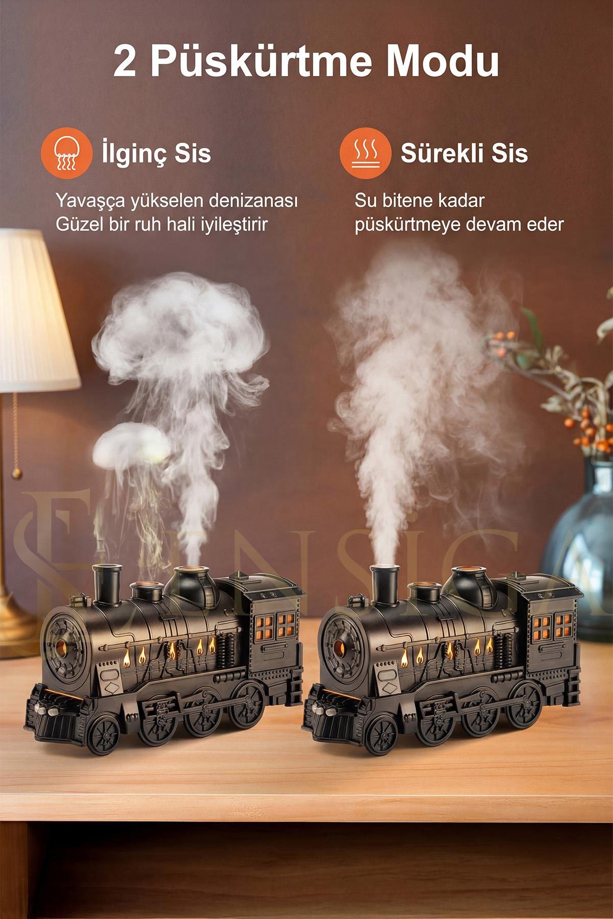 Nostaljik Eski Tren Modeli Uçucu Yağ Difüzörü, Uzaktan Kumandalı Aromaterapi Nemlendirici