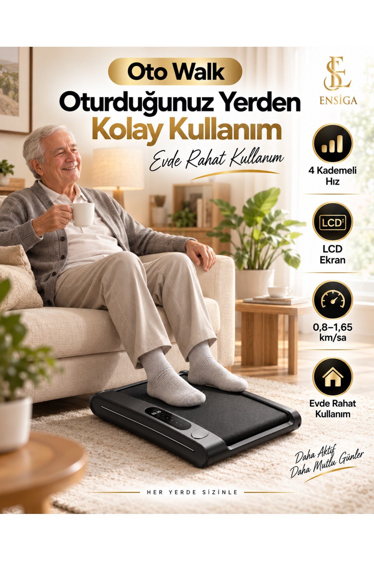 Oturarak Kullanılan 4 Kademeli LCD Ekranlı Ayak Egzersiz ve Masaj Cihazı Oto Walk