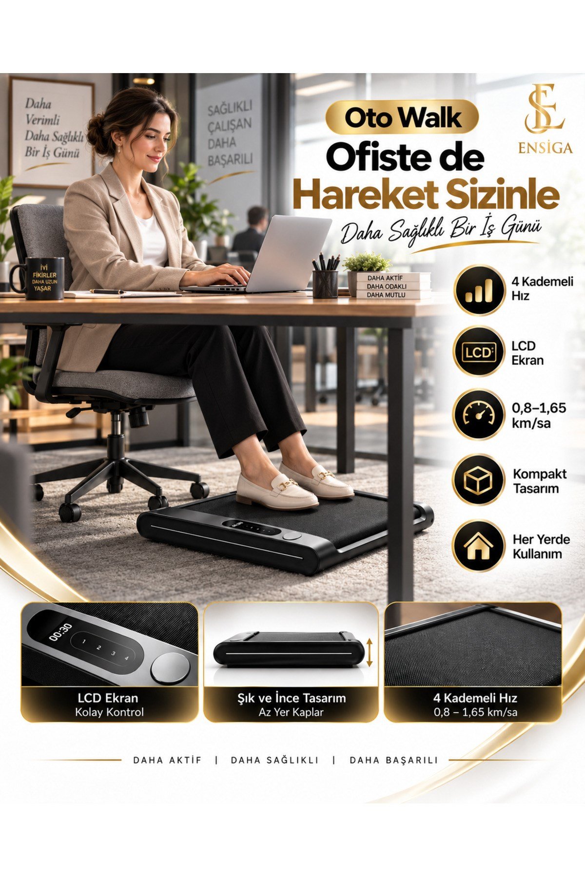 Oturarak Kullanılan 4 Kademeli LCD Ekranlı Ayak Egzersiz ve Masaj Cihazı Oto Walk