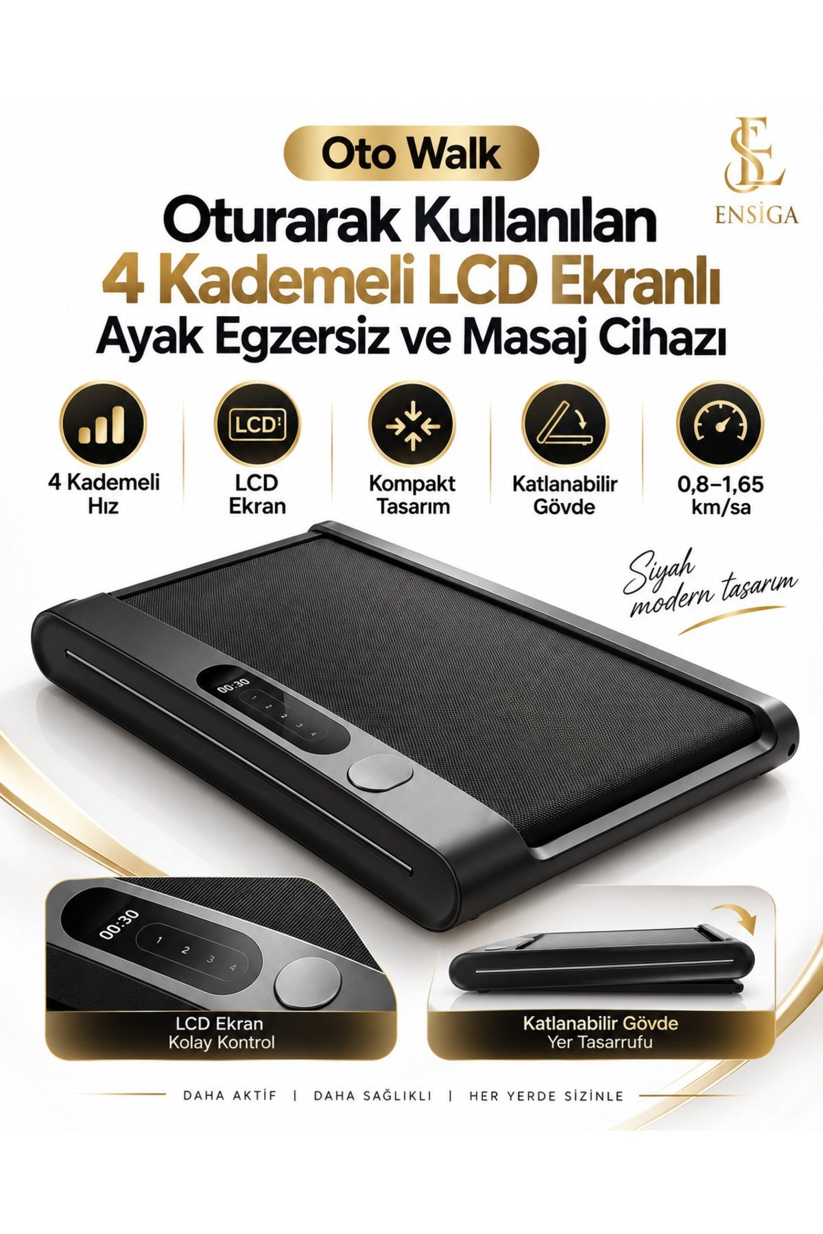 Oturarak Kullanılan 4 Kademeli LCD Ekranlı Ayak Egzersiz ve Masaj Cihazı Oto Walk
