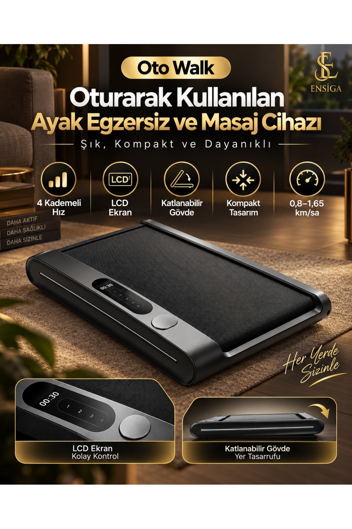 Oturarak Kullanılan 4 Kademeli LCD Ekranlı Ayak Egzersiz ve Masaj Cihazı Oto Walk