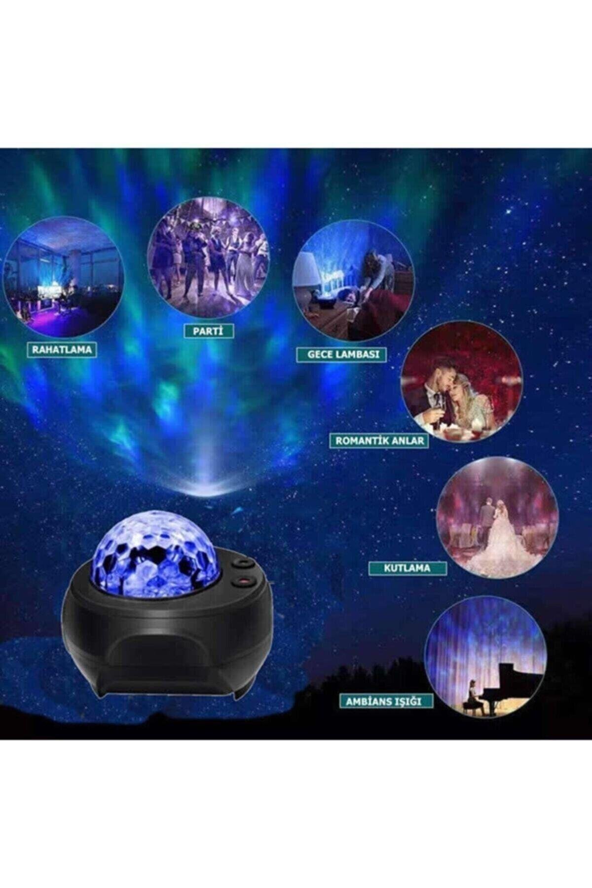 Projektör Parti Gece Lambası Bluetooth Hoparlör Starry Ambians
