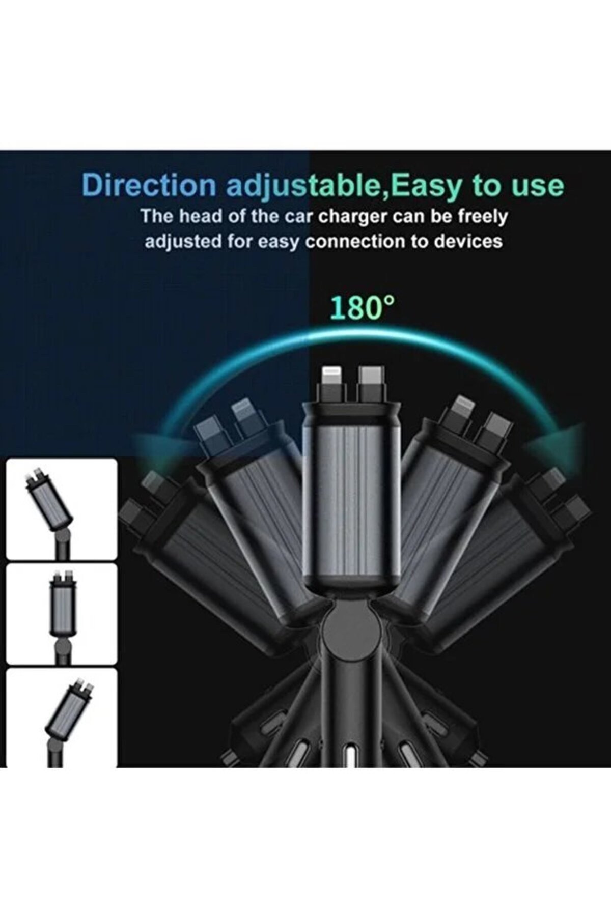 QC3.0 66W PD Hızlı Şarjlı Araç Şarj Cihazı Yıldızlı Tavan Ambiyans Işıklı Çoklu Şarj Adaptörü