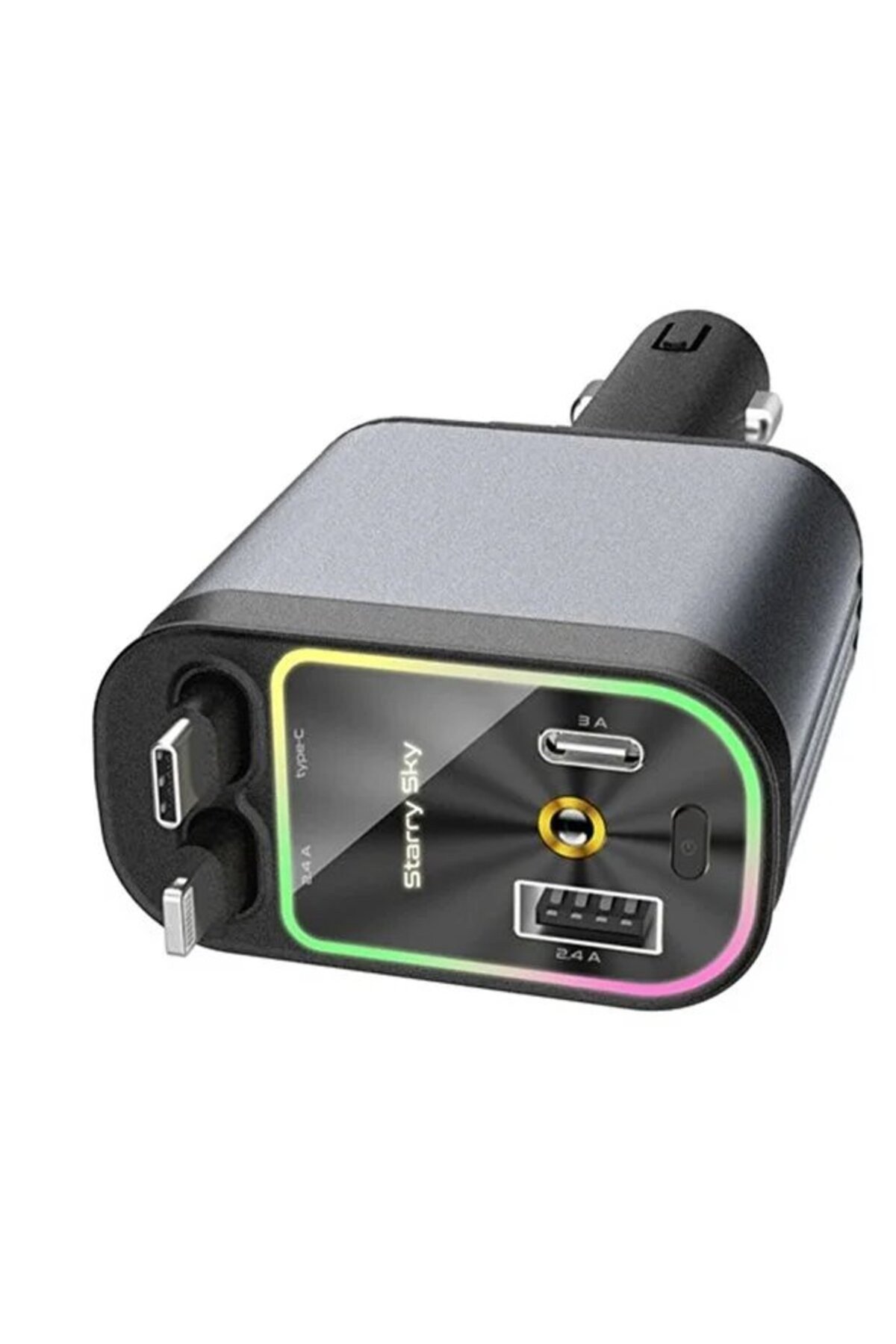 QC3.0 66W PD Hızlı Şarjlı Araç Şarj Cihazı Yıldızlı Tavan Ambiyans Işıklı Çoklu Şarj Adaptörü