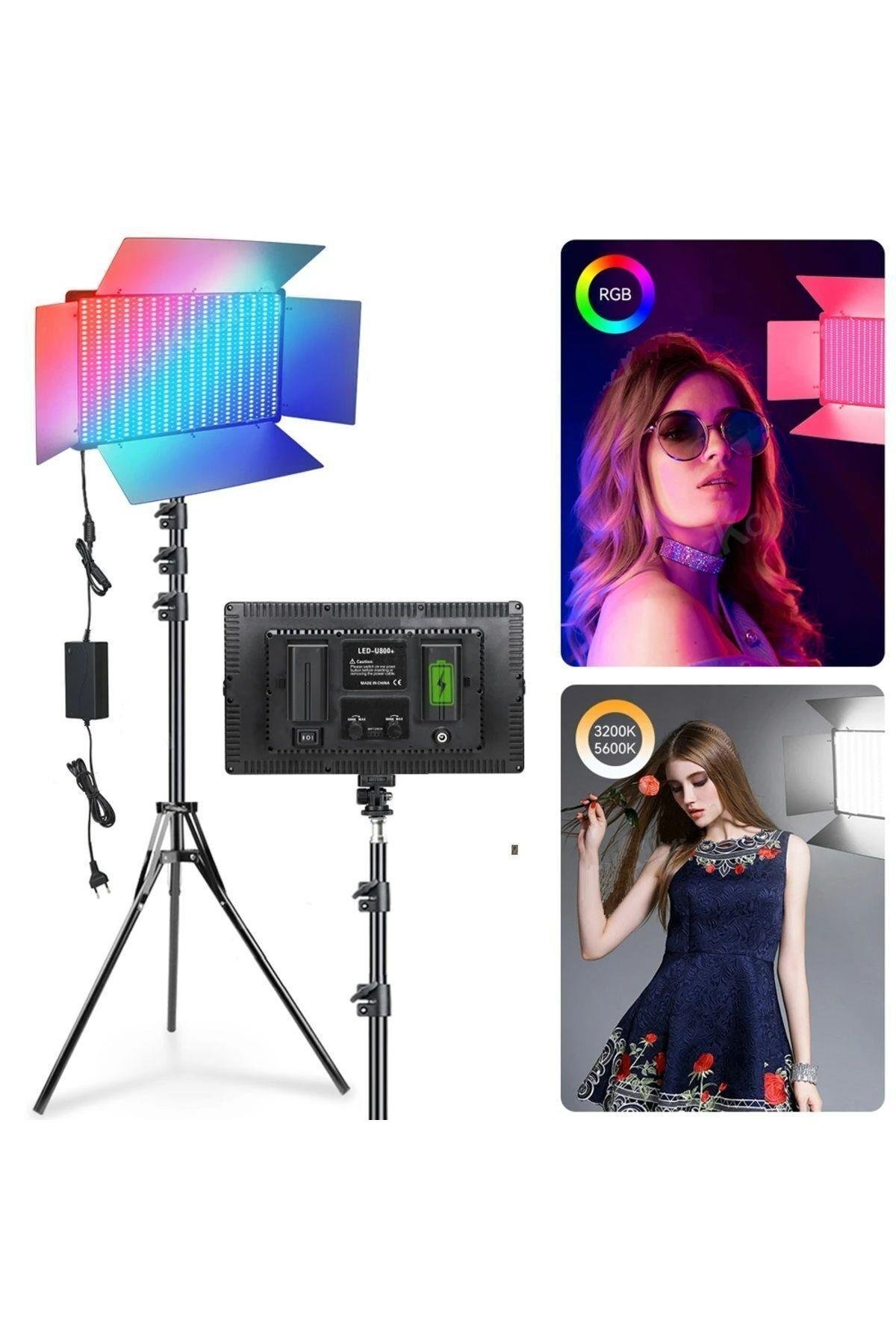 Rgb Bataryalı 800 Led Fotoğraf Stüdyo Vlog Röportoj Yayın Çekim Işığı Tripodlu Led