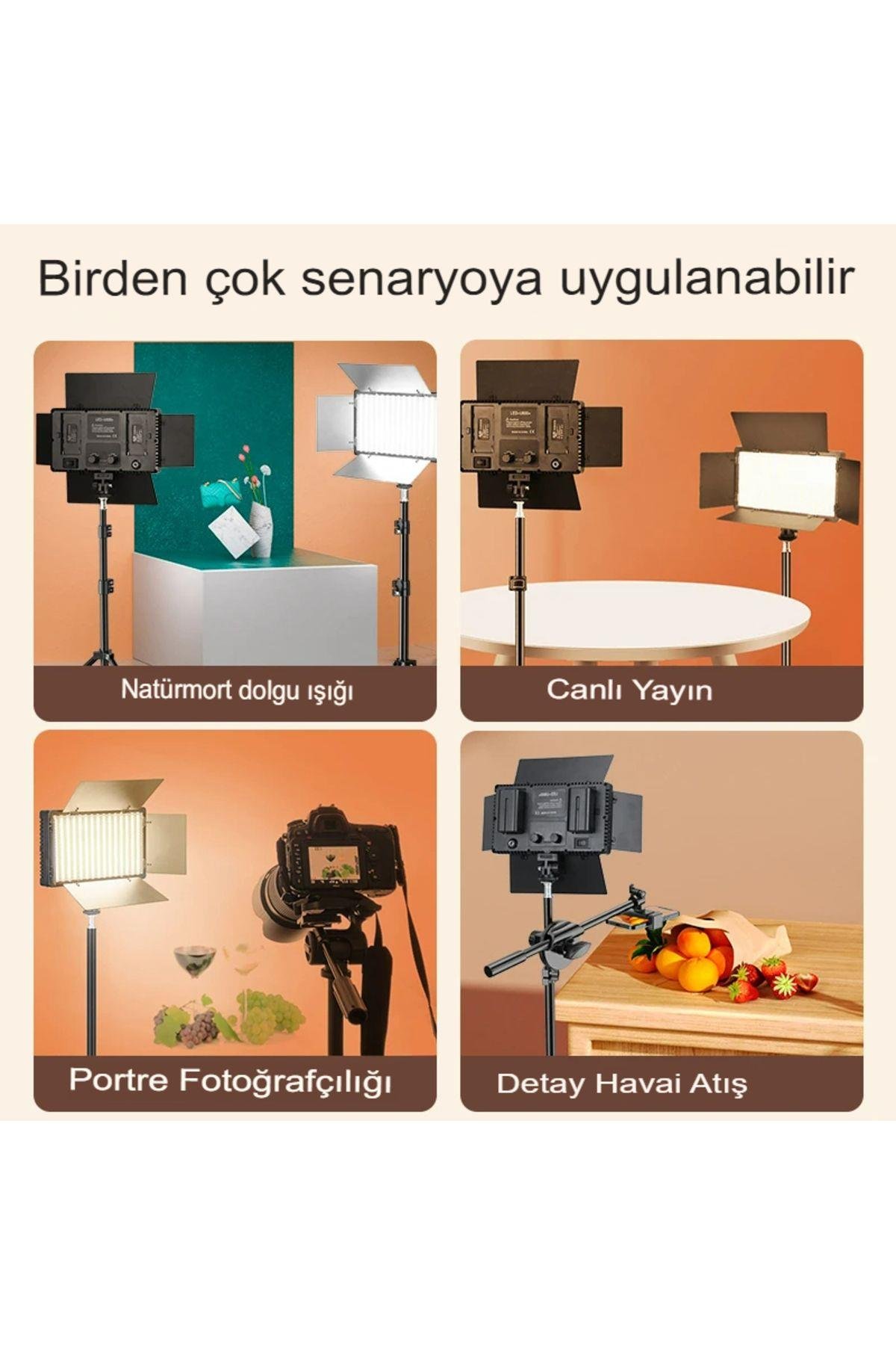 Rgb Bataryalı 800 Led Fotoğraf Stüdyo Vlog Röportoj Yayın Çekim Işığı Tripodlu Led