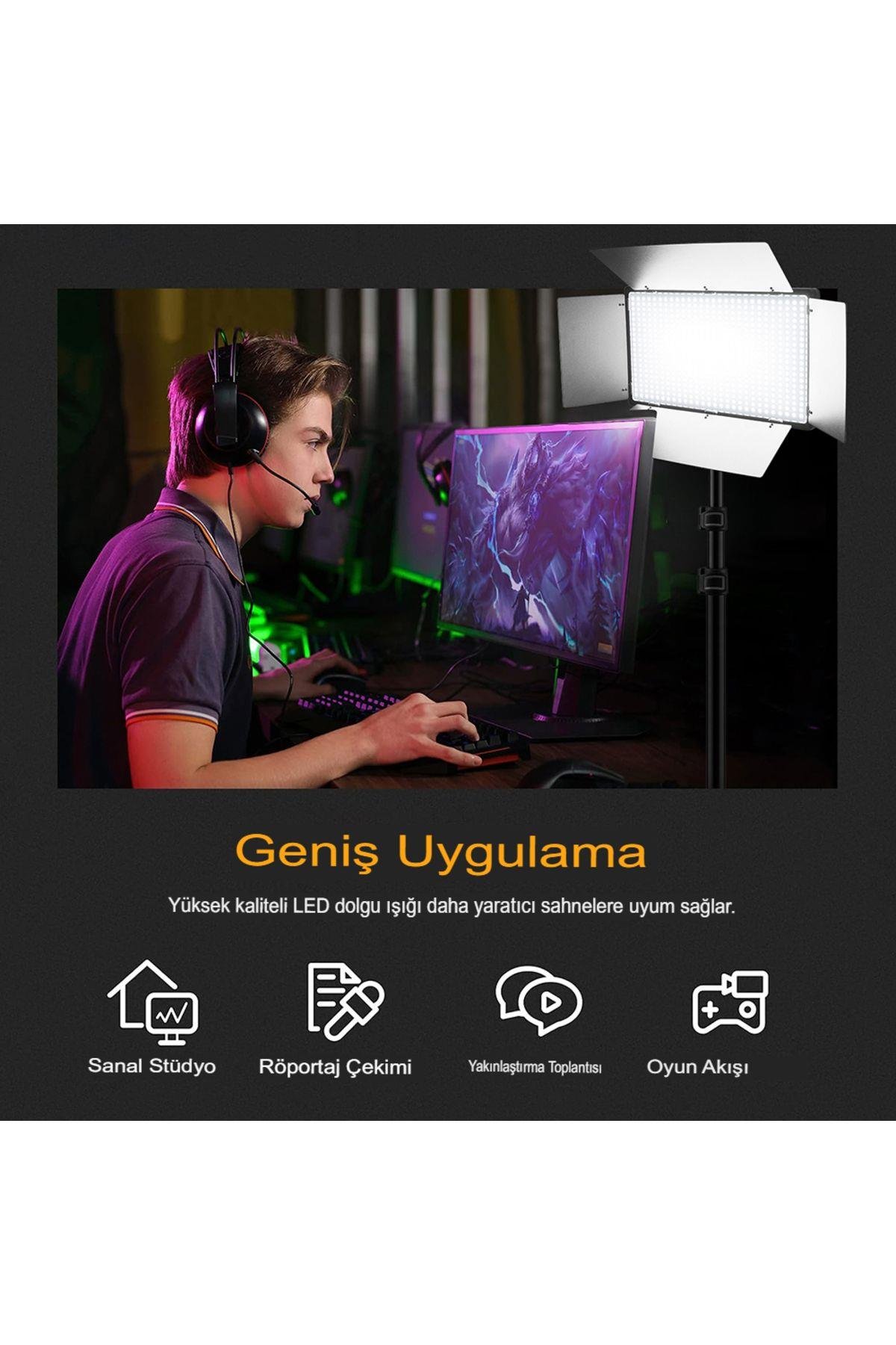 Rgb Bataryalı 800 Led Fotoğraf Stüdyo Vlog Röportoj Yayın Çekim Işığı Tripodlu Led