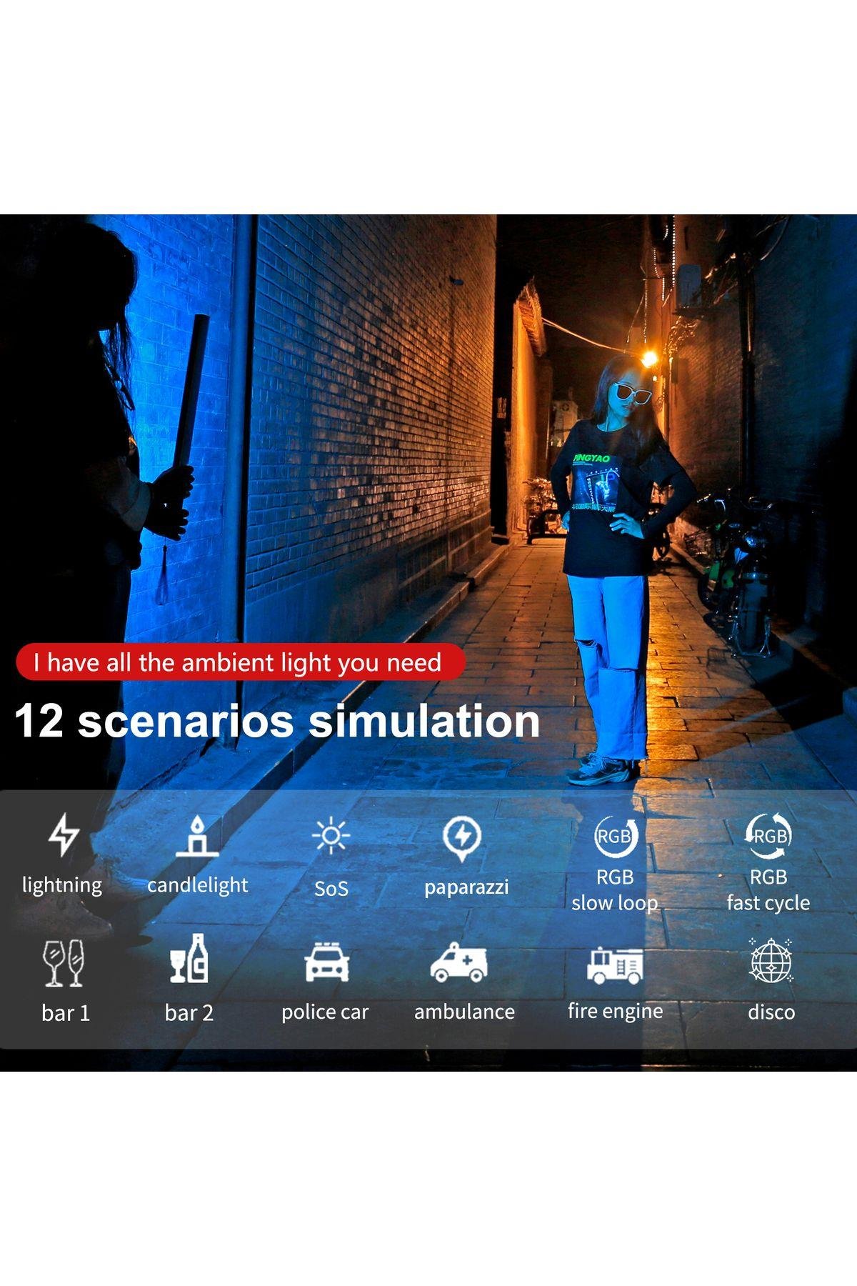Şarjlı 1 Ad Fotoğrafçılık Işık Çubuğu Rgb Aydınlatma Ledi Canlı Video Çekimi Işığı 2+1 Mt Tripodlu
