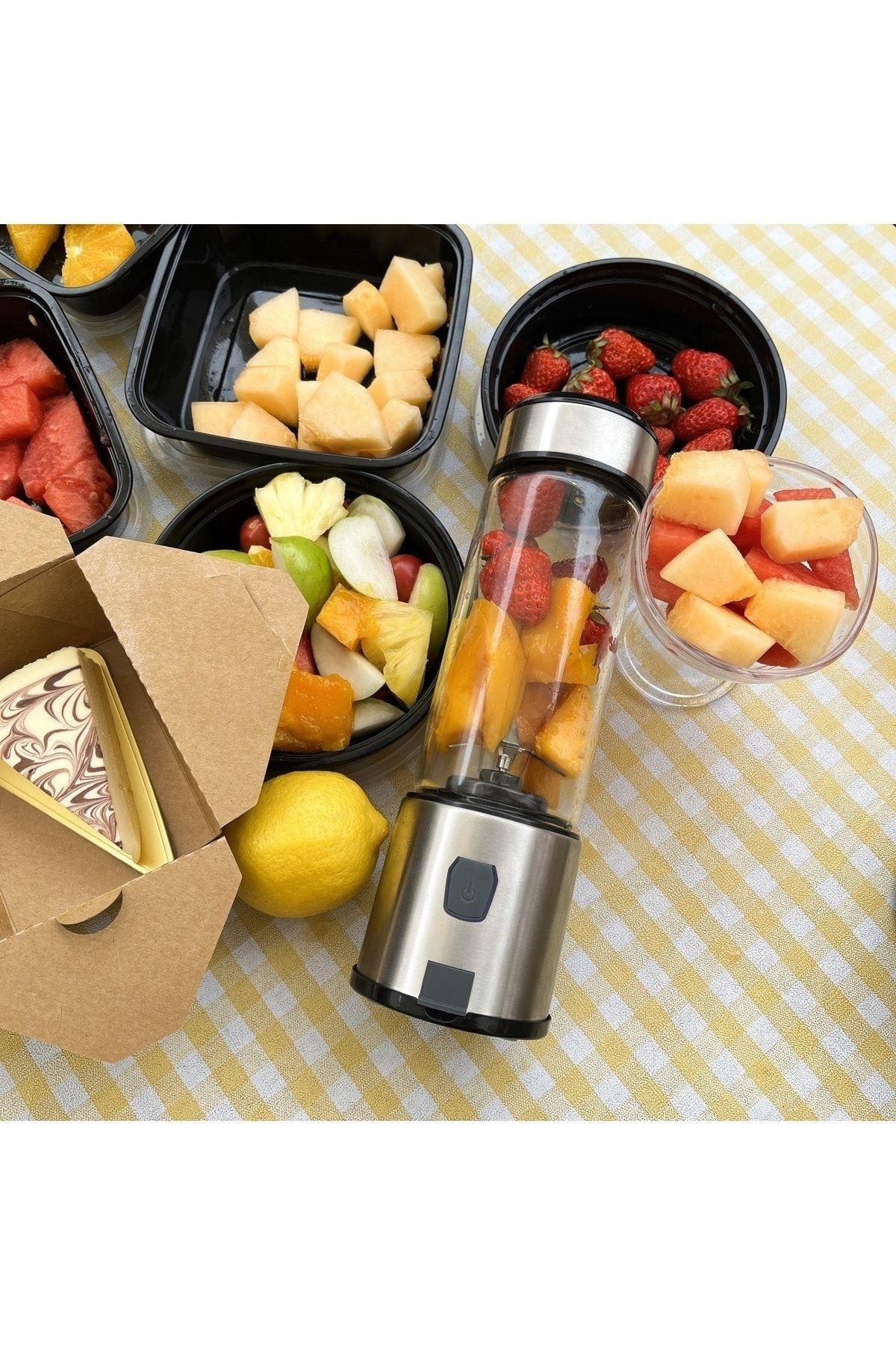 Şarjlı 4 bıçaklı metal Blender özelleştirilmiş taşınabilir yüzlü OEM kişisel USB mini blender