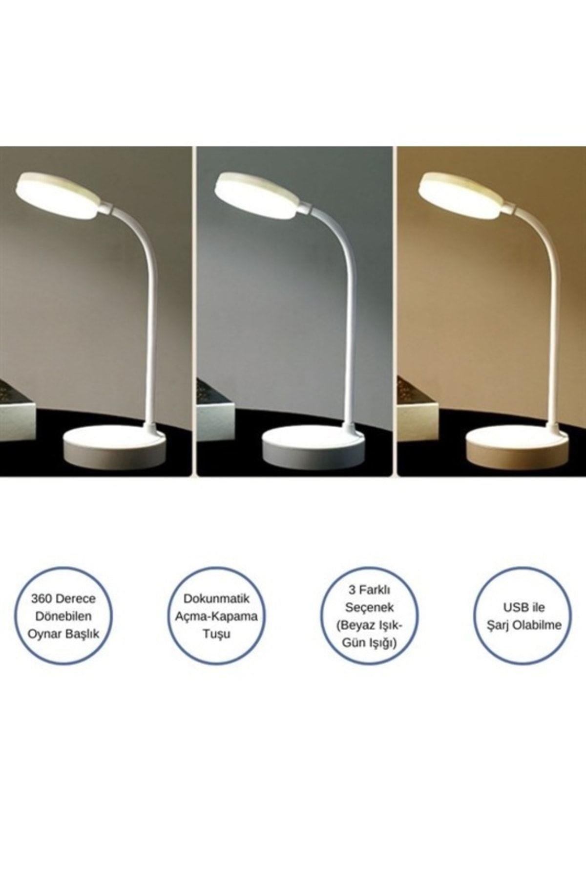 Şarjlı Dokunmatik 20 Led Çalışma Okuma Işığı Flexible Masa Lambası
